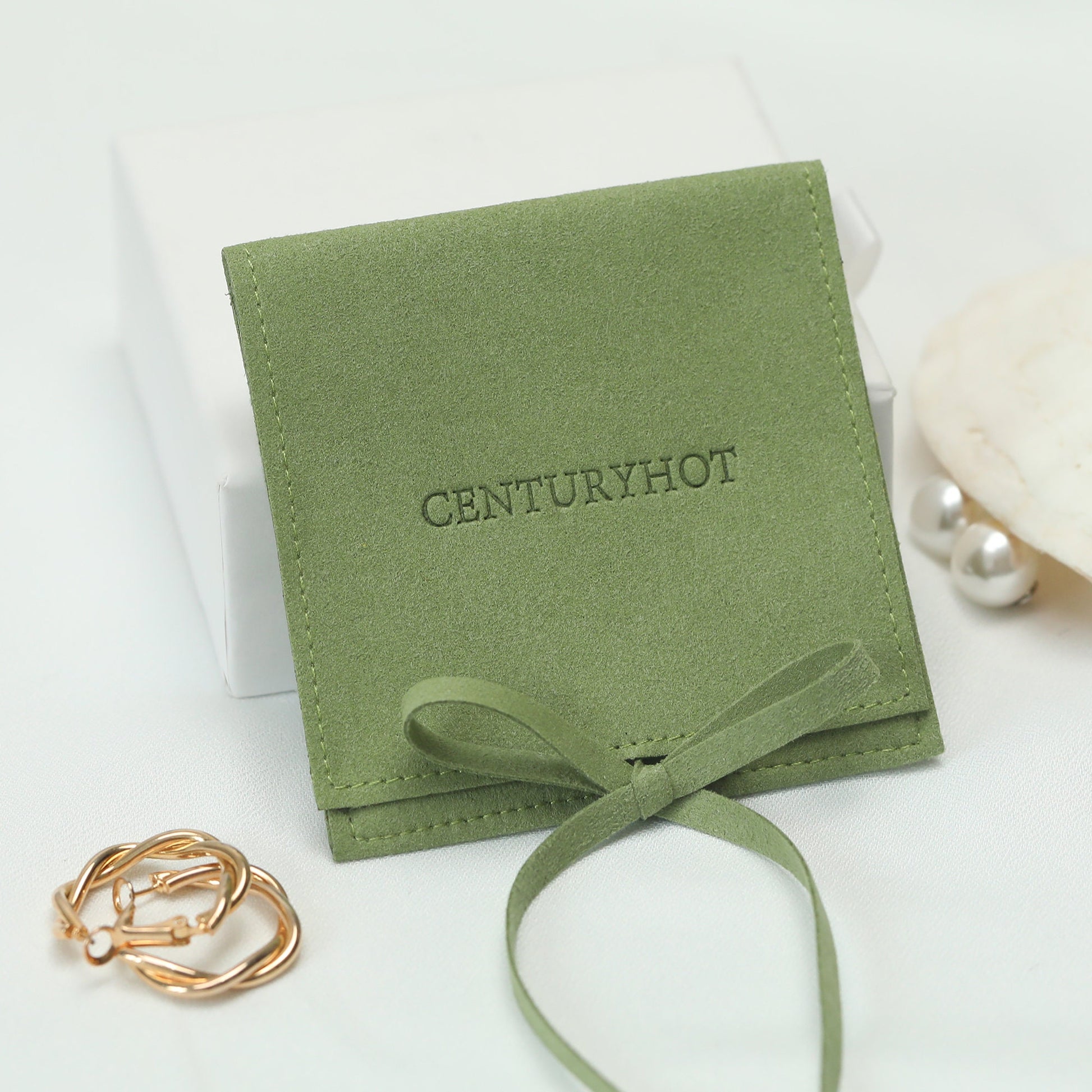 Grass Green Microfiber Jewelry Envelope Bags, Custom Logo-1