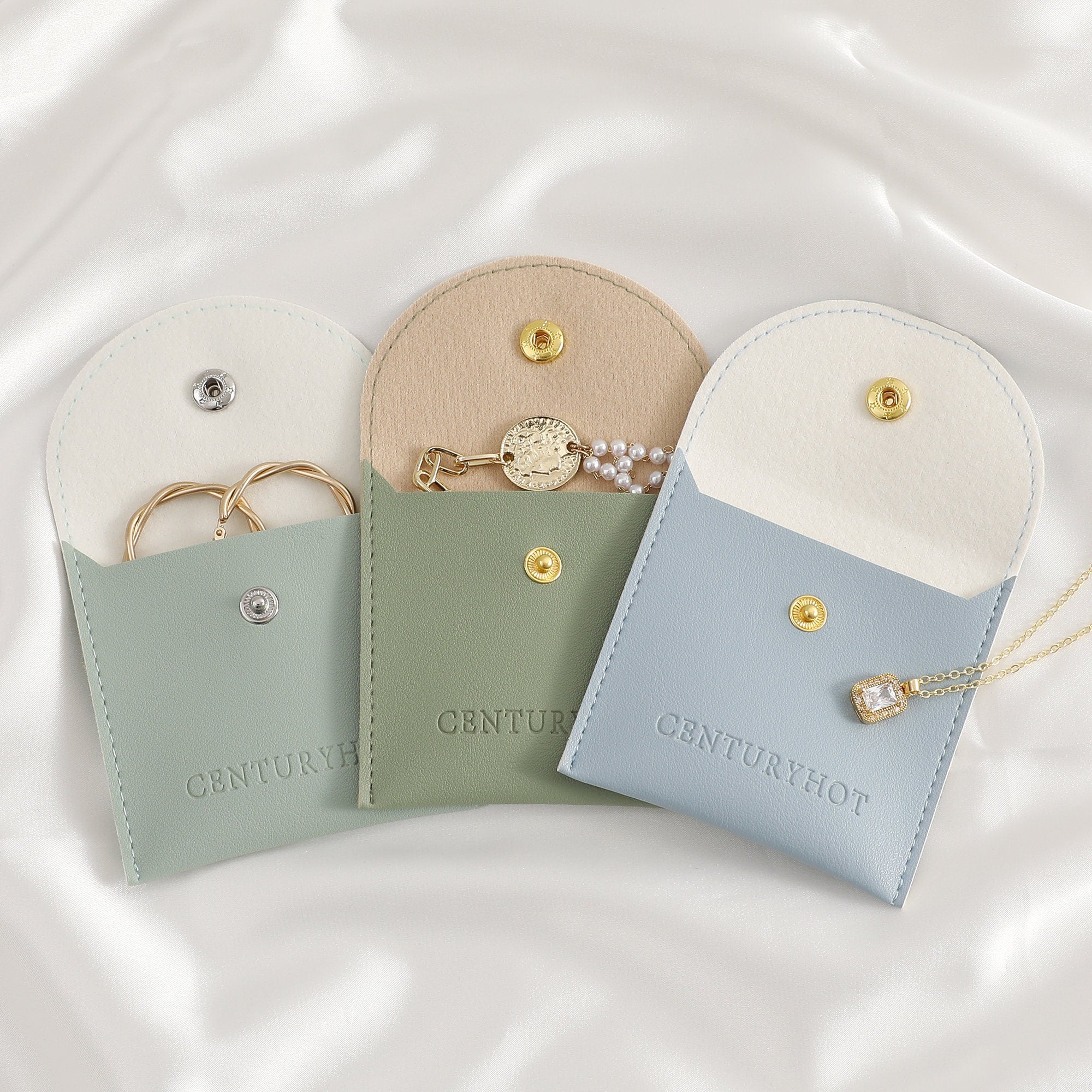Custom Logo Faux Leather Jewelry Snap Bag (8x8cm)-zoom-2