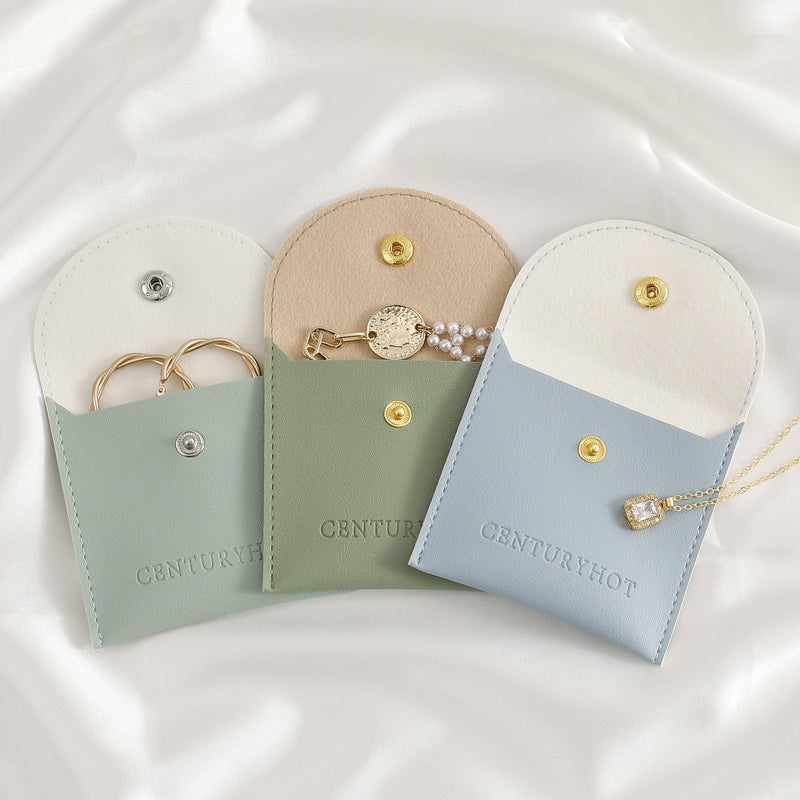 Custom Logo Faux Leather Jewelry Snap Bag (8x8cm)-zoom-