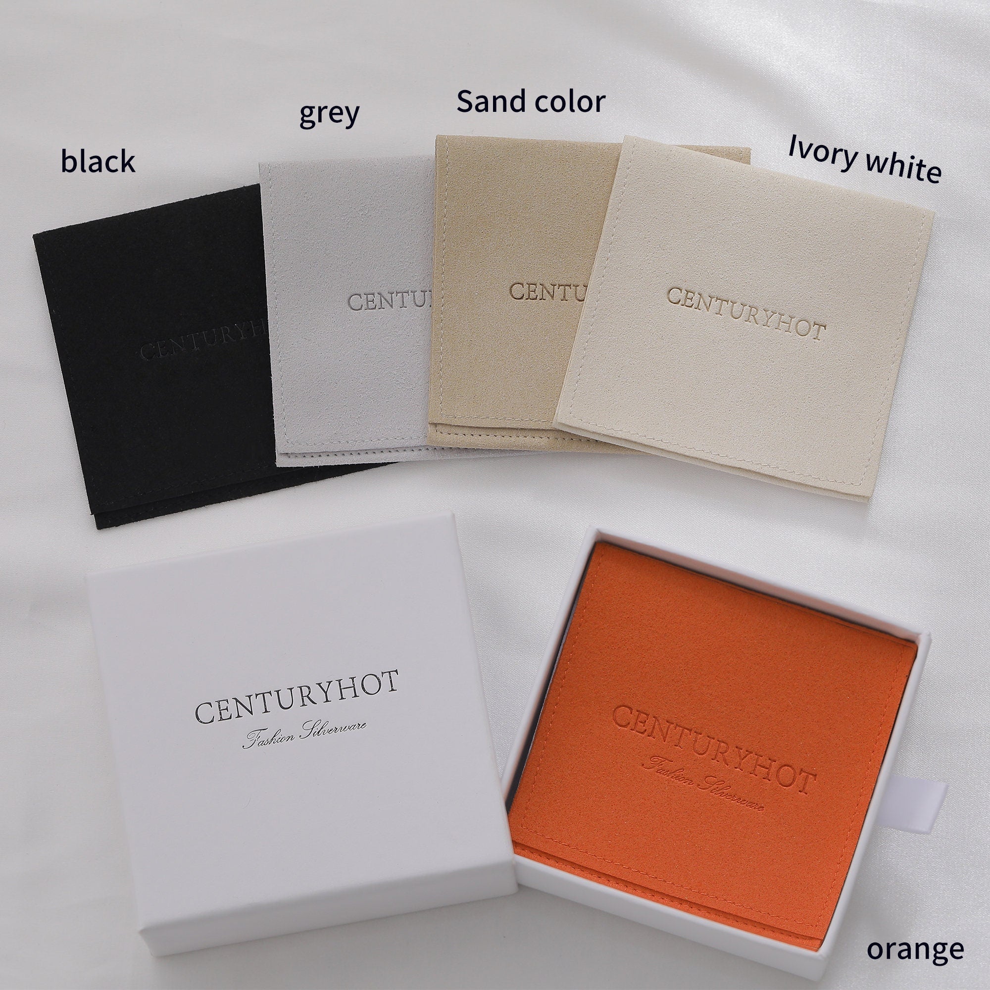 50pc Orange Microfiber Jewelry Bag, Personalized Envelope Packaging-zoom-7
