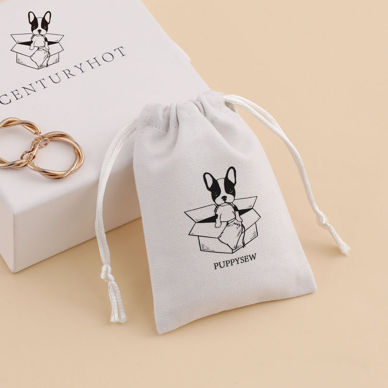 Custom Printed Canvas Drawstring Bag, Jewelry Packaging (50 pcs)-zoom-
