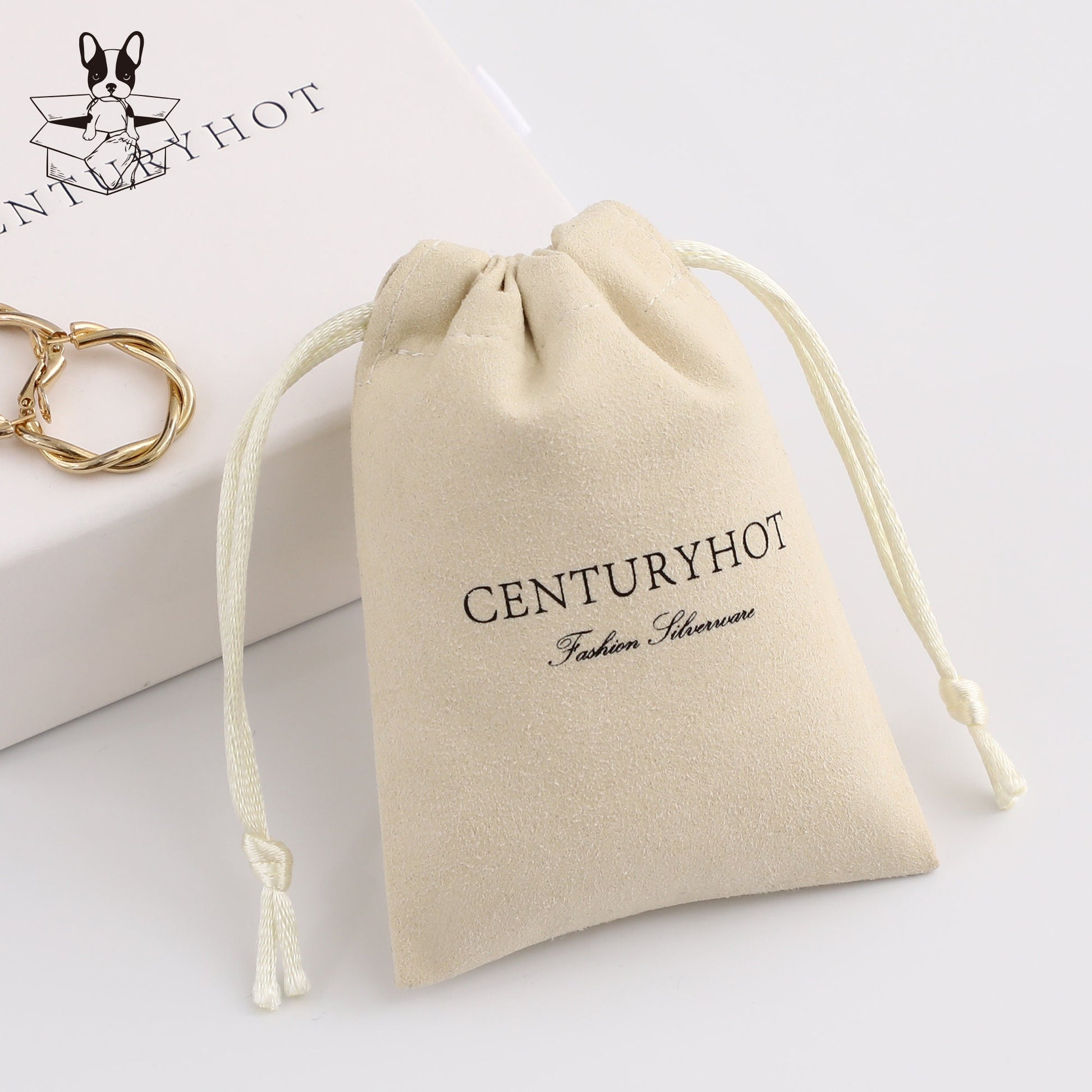 Personalized Microfiber Drawstring Bag, Custom Logo Jewelry Packaging-1