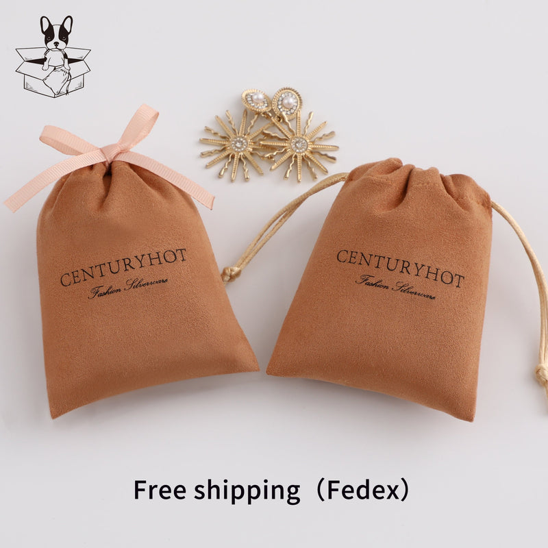 Personalized Suede Drawstring Bag: Custom Logo Jewelry Pouch-zoom-