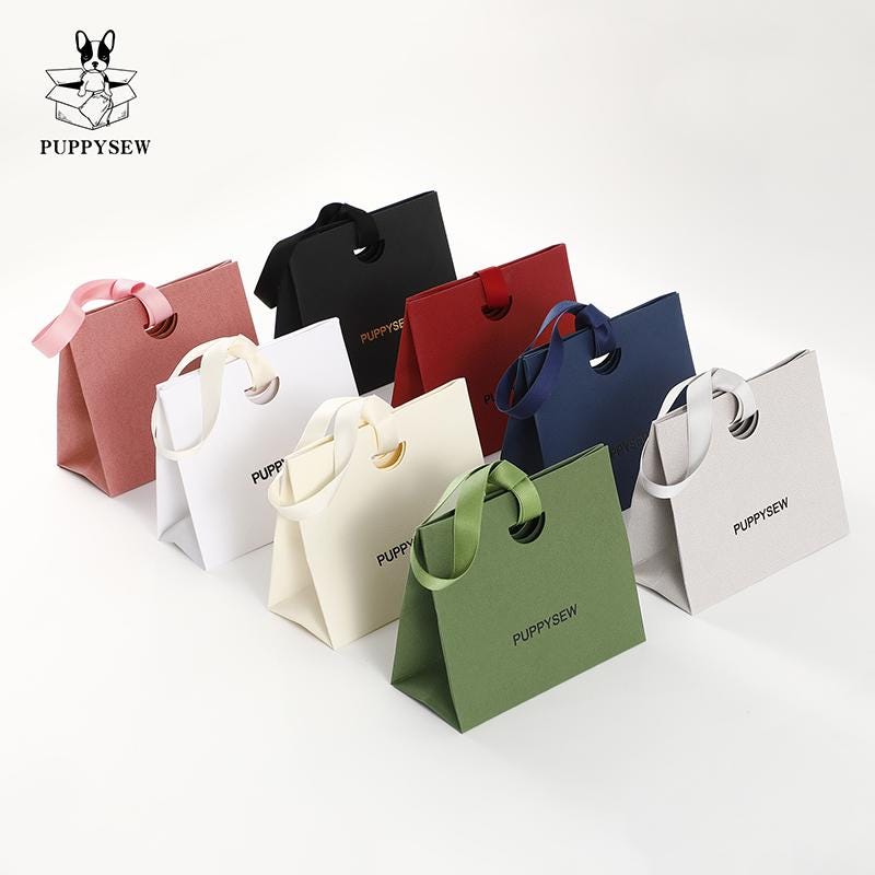 Personalized Paper Gift Bags with Ribbon, Custom Logo Packaging-zoom-1