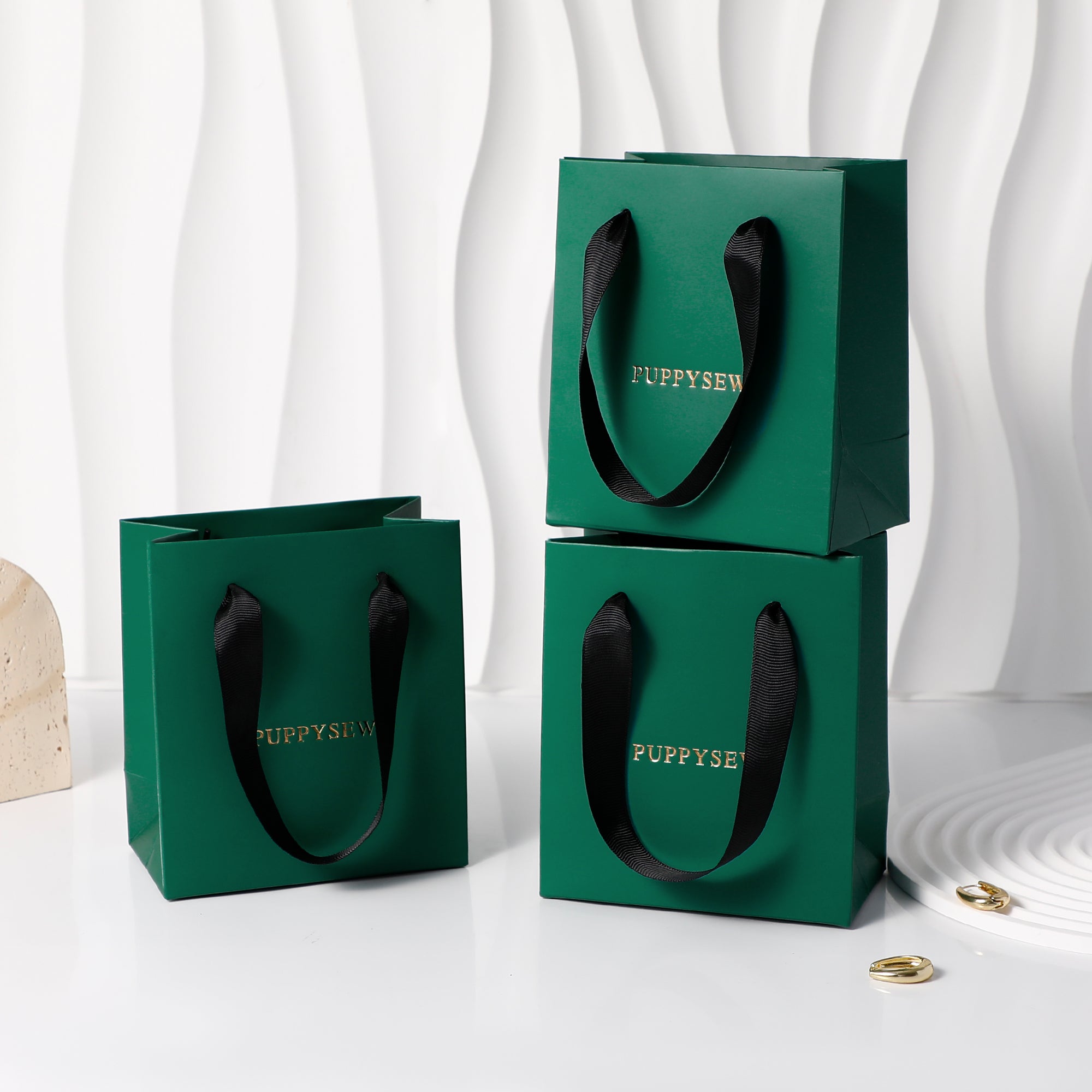 Forest Green Premium Jewelry Tote，Custom Logo