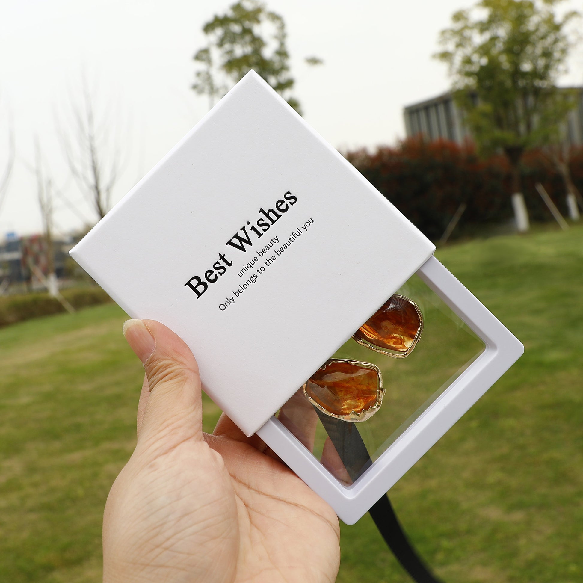 50pcs Custom Logo Jewelry Gift Box - Transparent Suspension Film Packaging-10