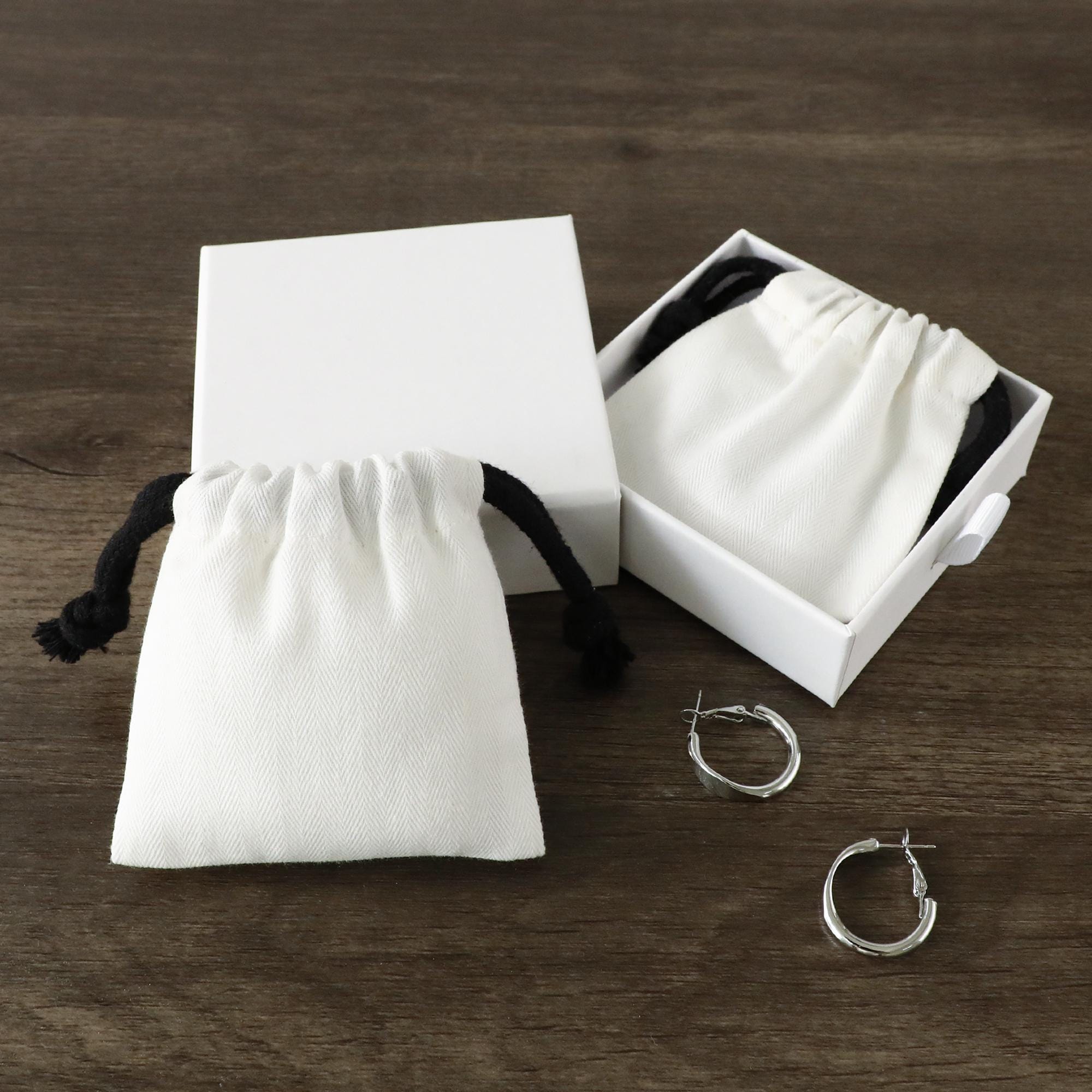 100 White Cotton Jewelry Bags – Custom Logo Gift Packaging-zoom-4