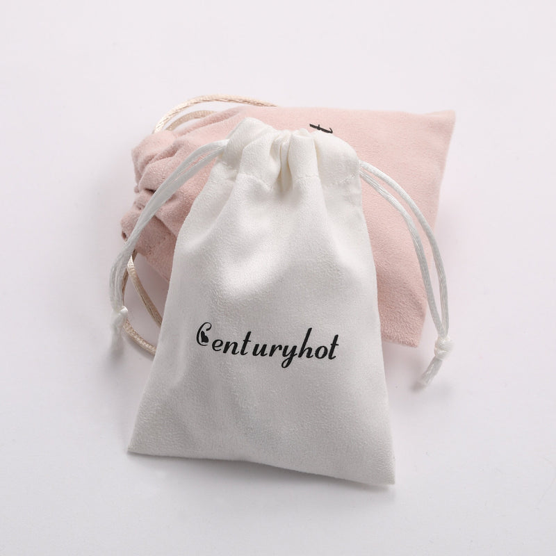 Personalized Pink Flannel Drawstring Bag, Custom Logo Jewelry Packaging-zoom-