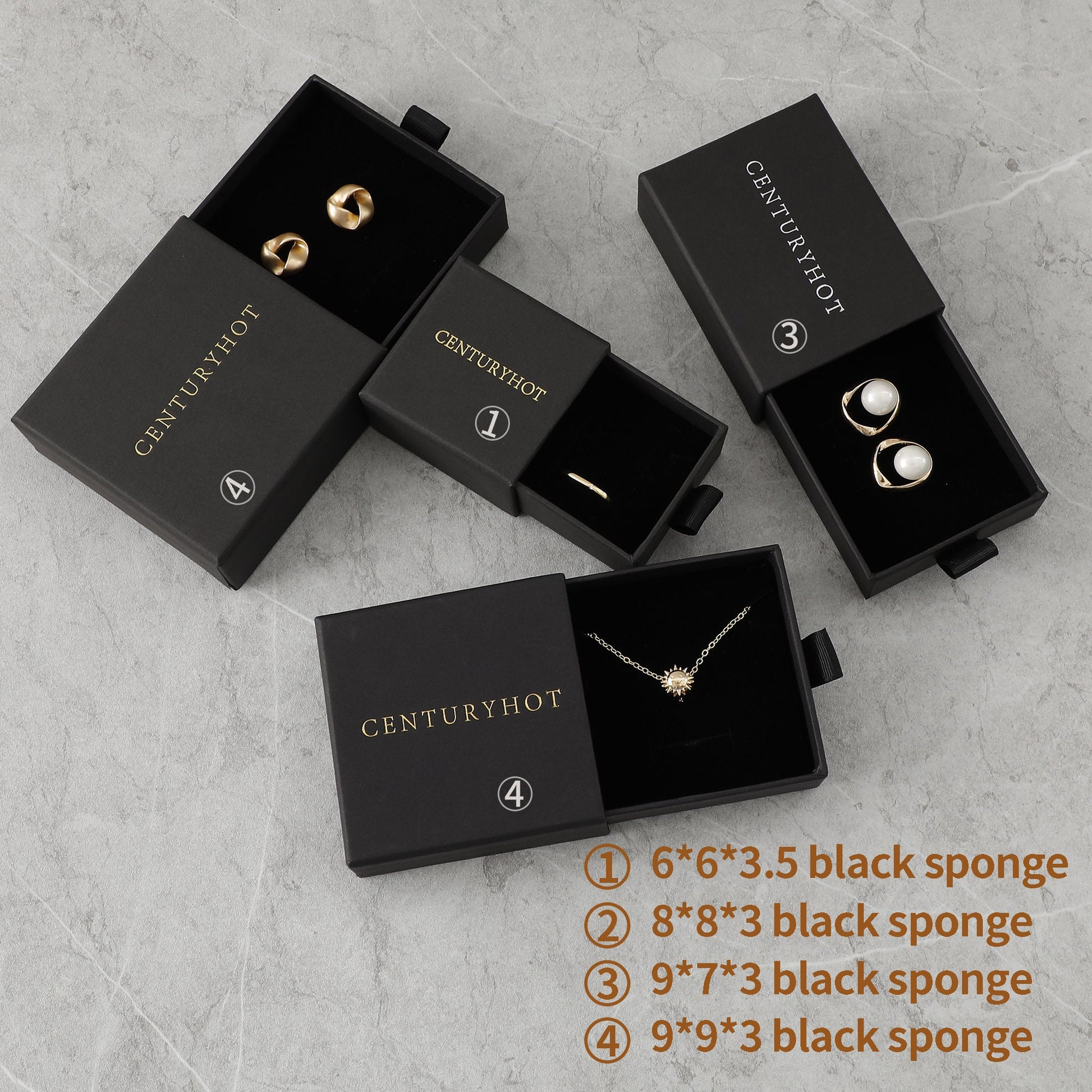 Custom Logo Jewelry Box: Chic Black Carton, Drawer Style-3