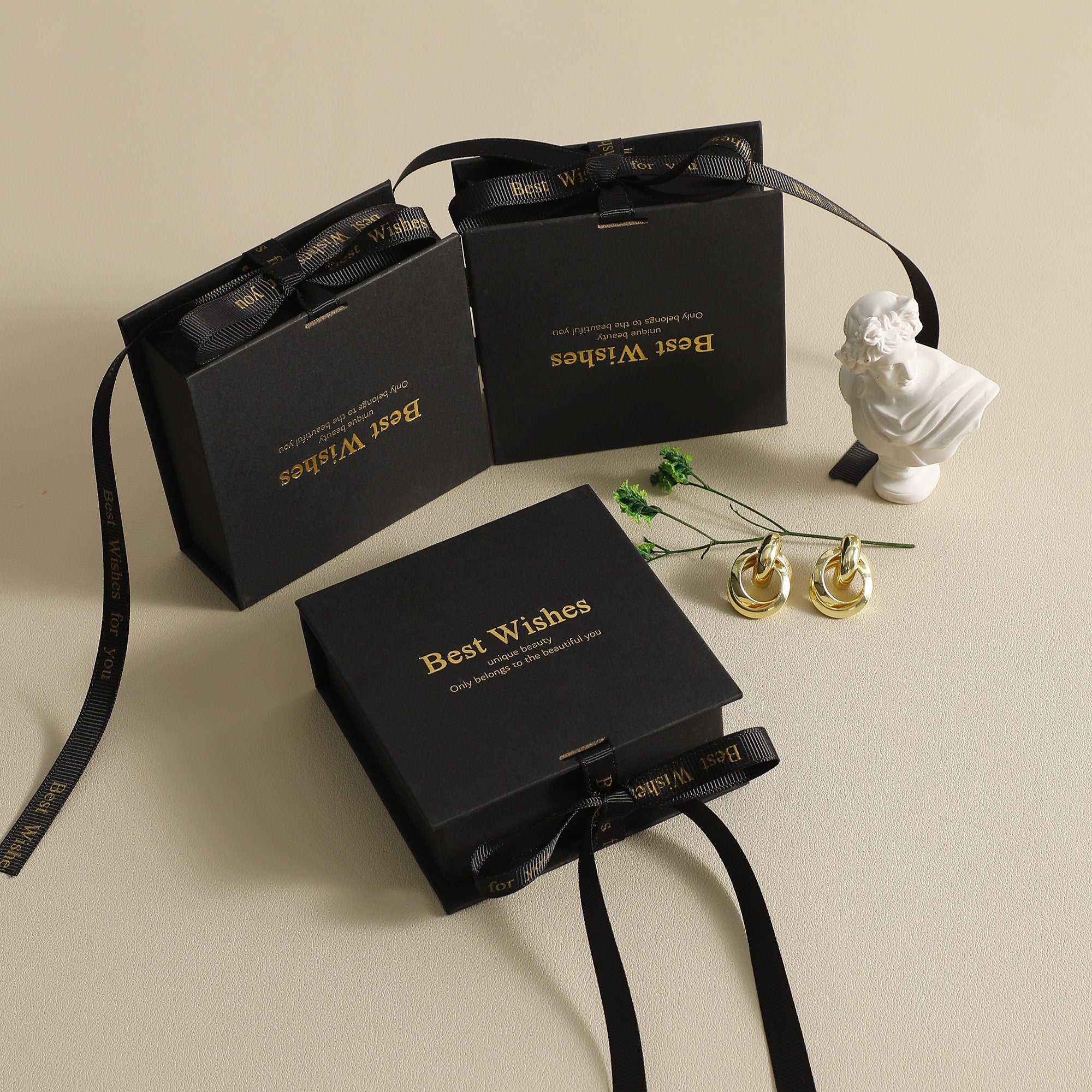 Ribbon Flip Jewelry Box: Cardboard Gift Box with Foam Insert-zoom-5