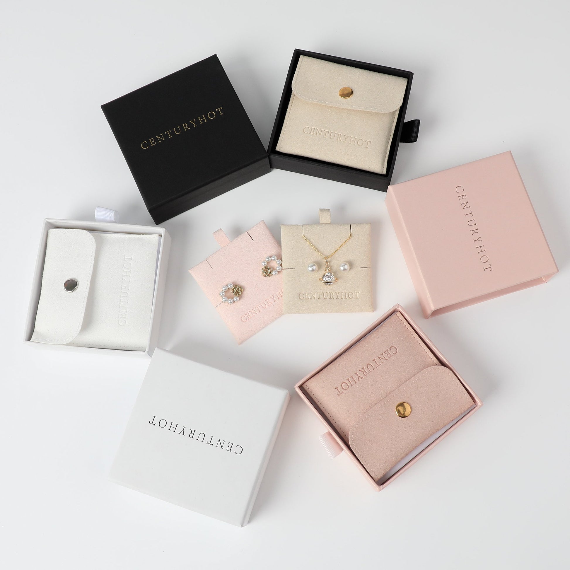 Custom Logo Jewelry Box with Bag & Necklace Clip-8