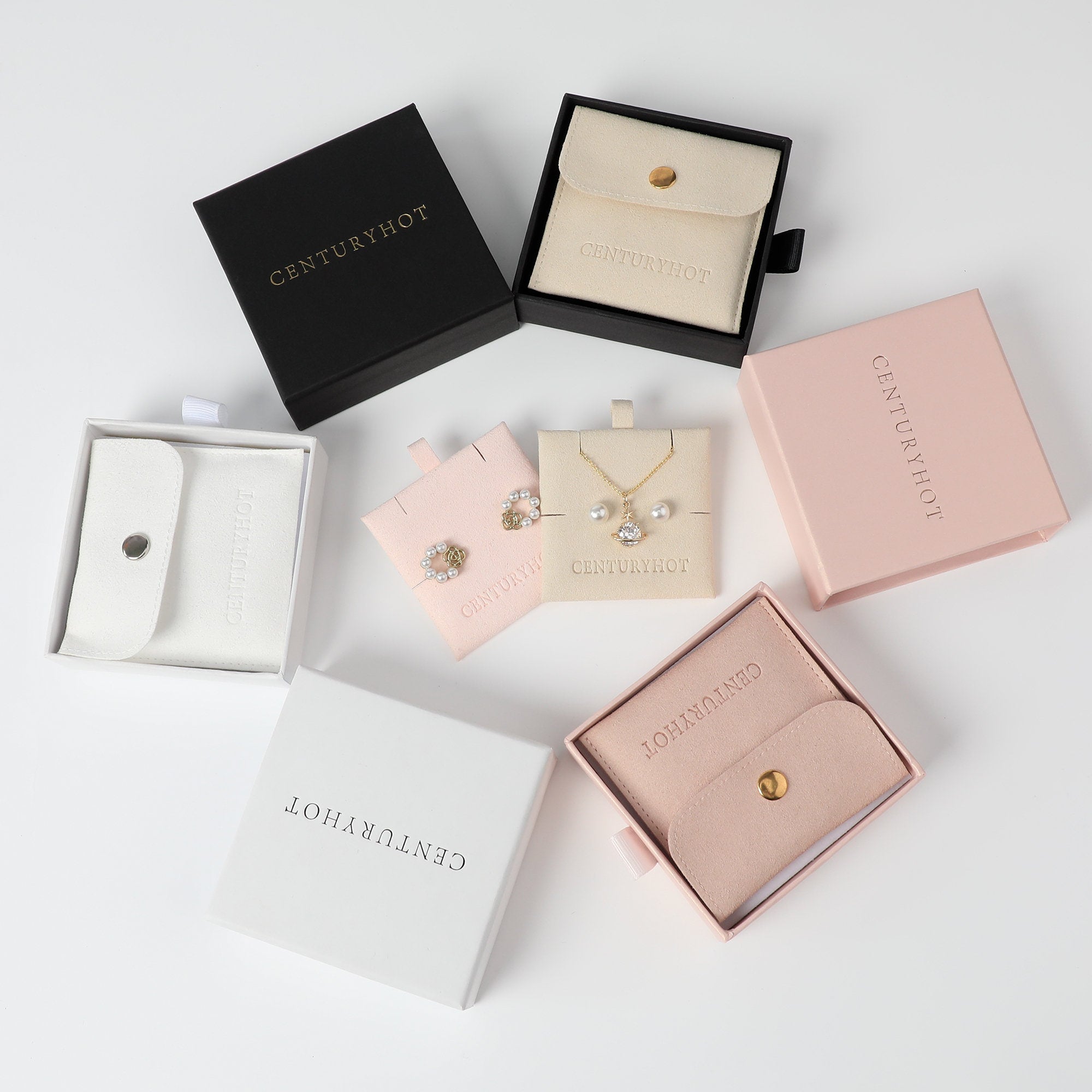 Custom Logo Jewelry Box with Bag & Necklace Clip-zoom-8