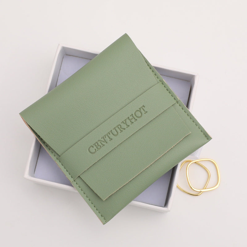 50pc Green PU Leather Jewelry Pouch, Custom Logo-zoom-