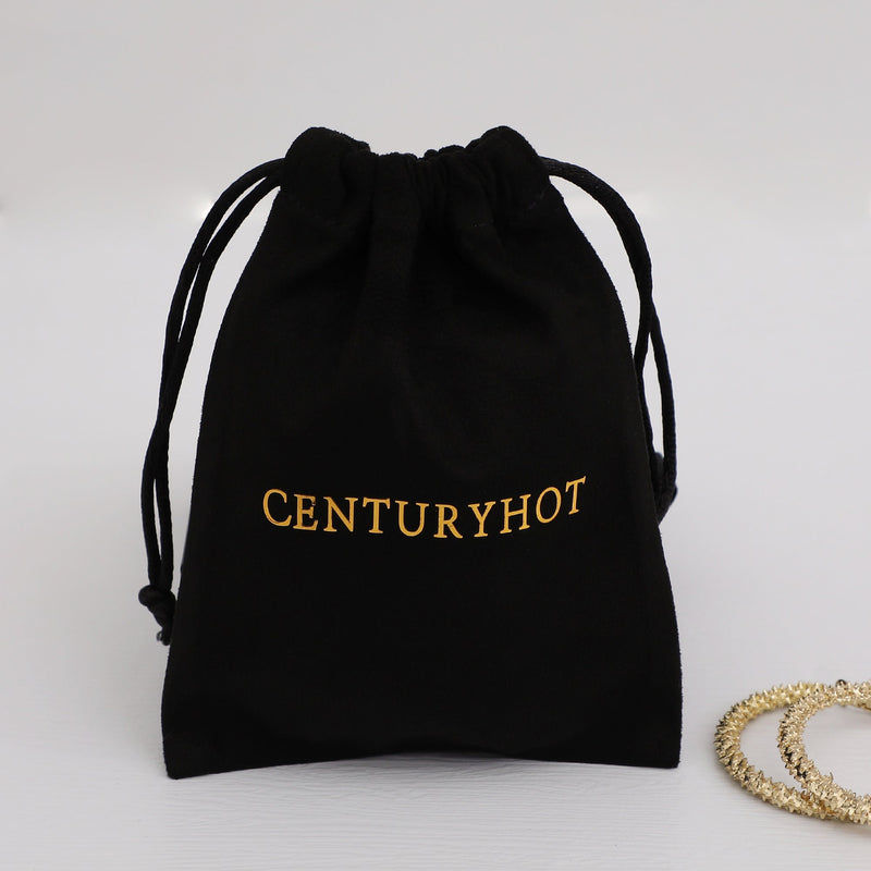 Custom Logo Black Flannel Drawstring Bags - Chic Jewelry Packaging-zoom-