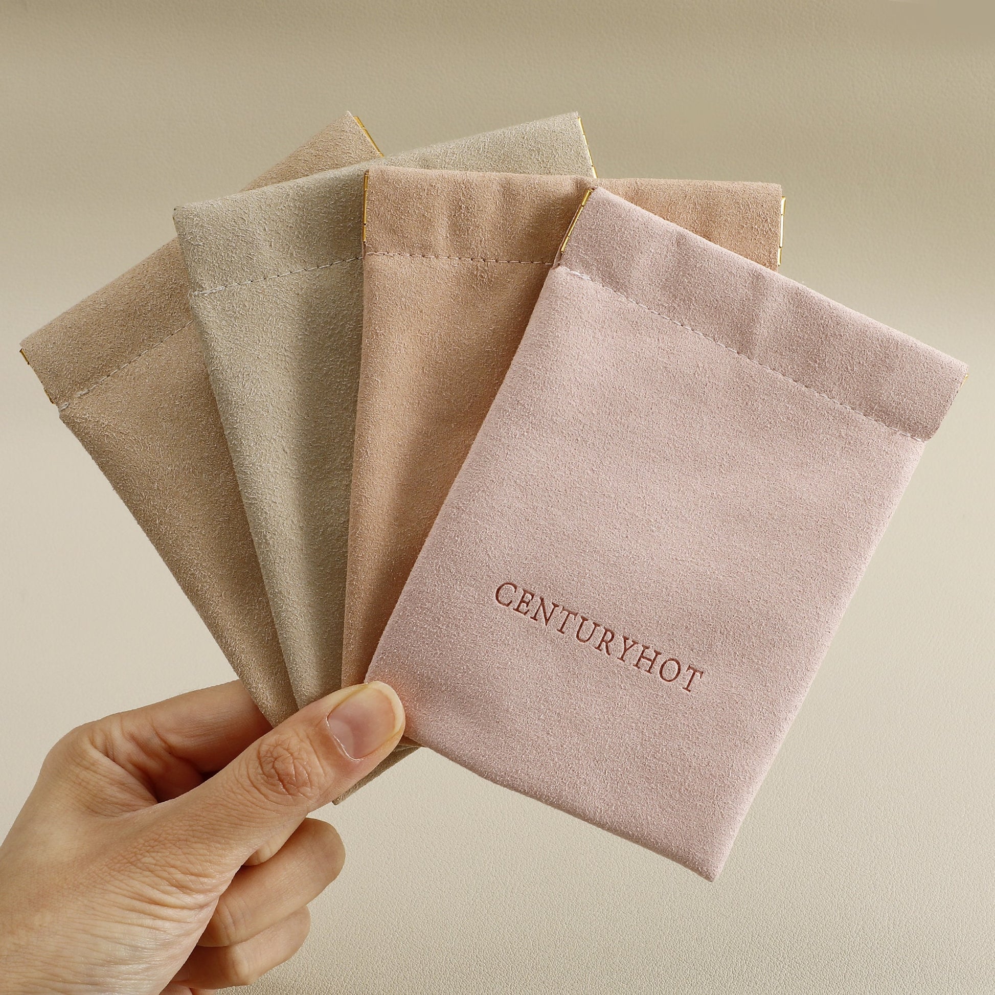 Custom Logo Microfiber Bag, Spring Buckle Lipstick Pouch (50pcs)-1