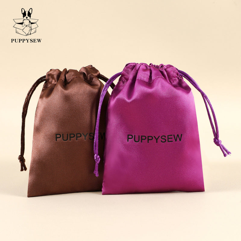 Personalized Satin Drawstring Pouch, Custom Logo Jewelry Packaging-zoom-