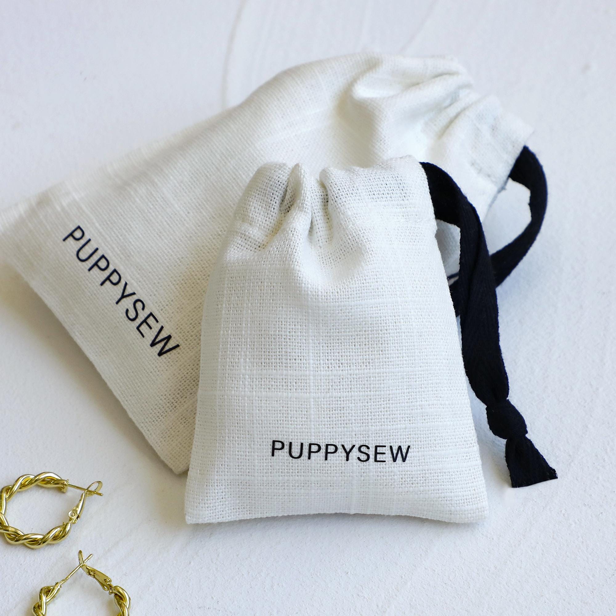 100 White Cotton Canvas Drawstring Bags, Personalized Logo Jewelry Packaging-zoom-2