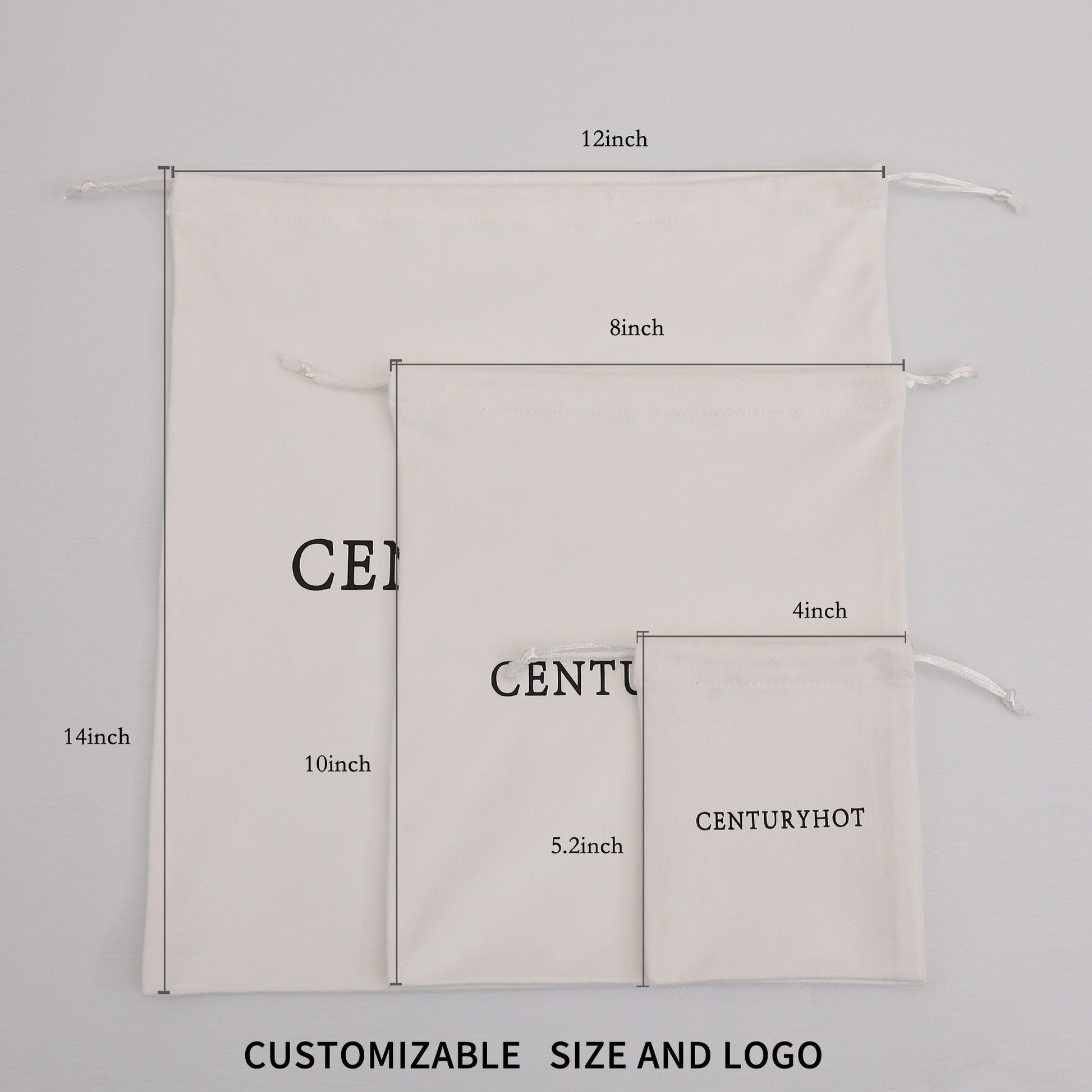 Personalized Logo Flannel Drawstring Bag, Custom Jewelry Pouch-9