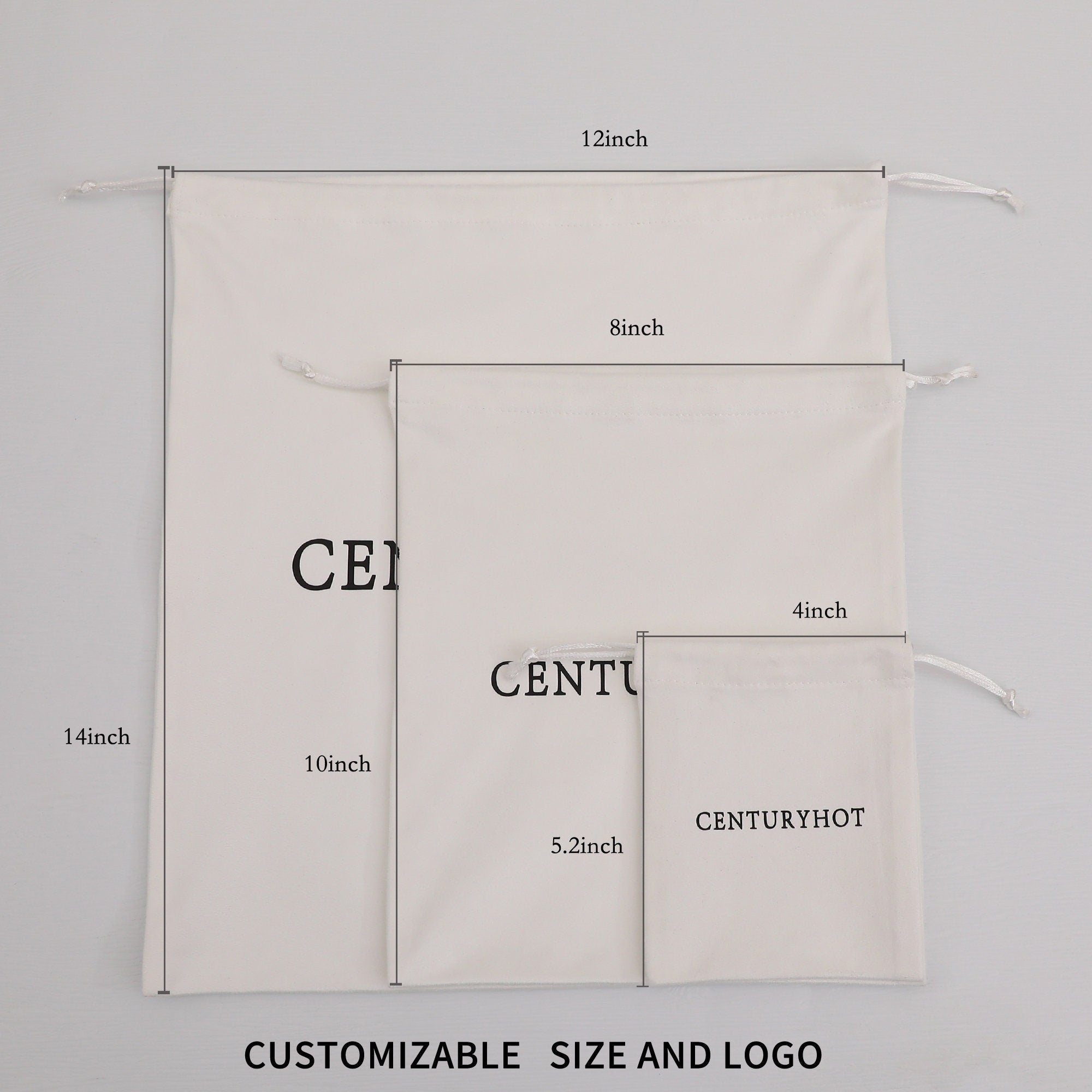 Personalized Logo Flannel Drawstring Bag, Custom Jewelry Pouch-zoom-9