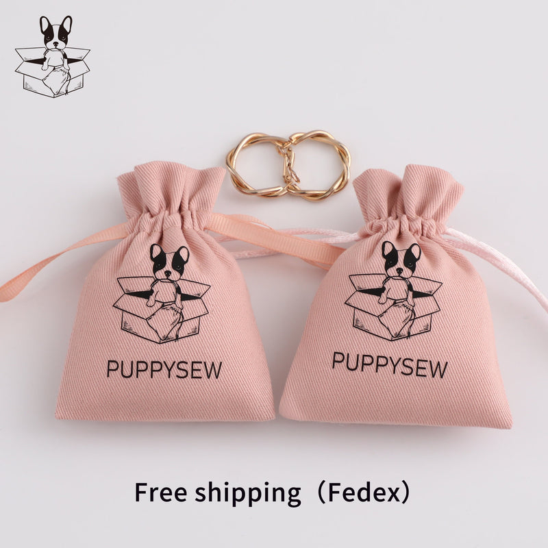 Pink Cotton Drawstring Bag, Custom Logo Jewelry Pouch-zoom-