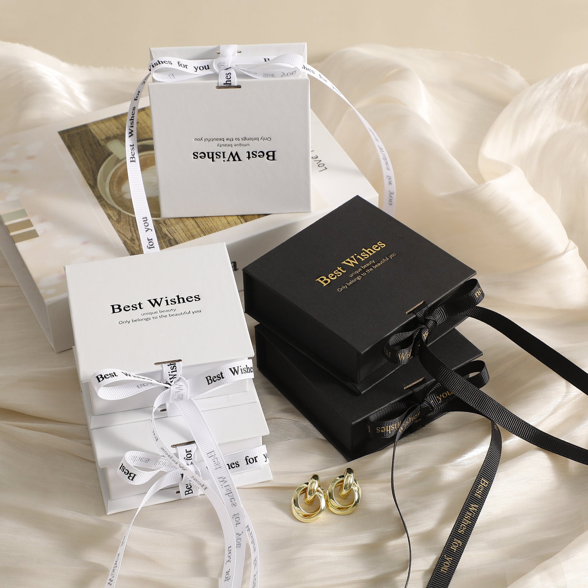 Ribbon Flip Jewelry Box: Cardboard Gift Box with Foam Insert-1
