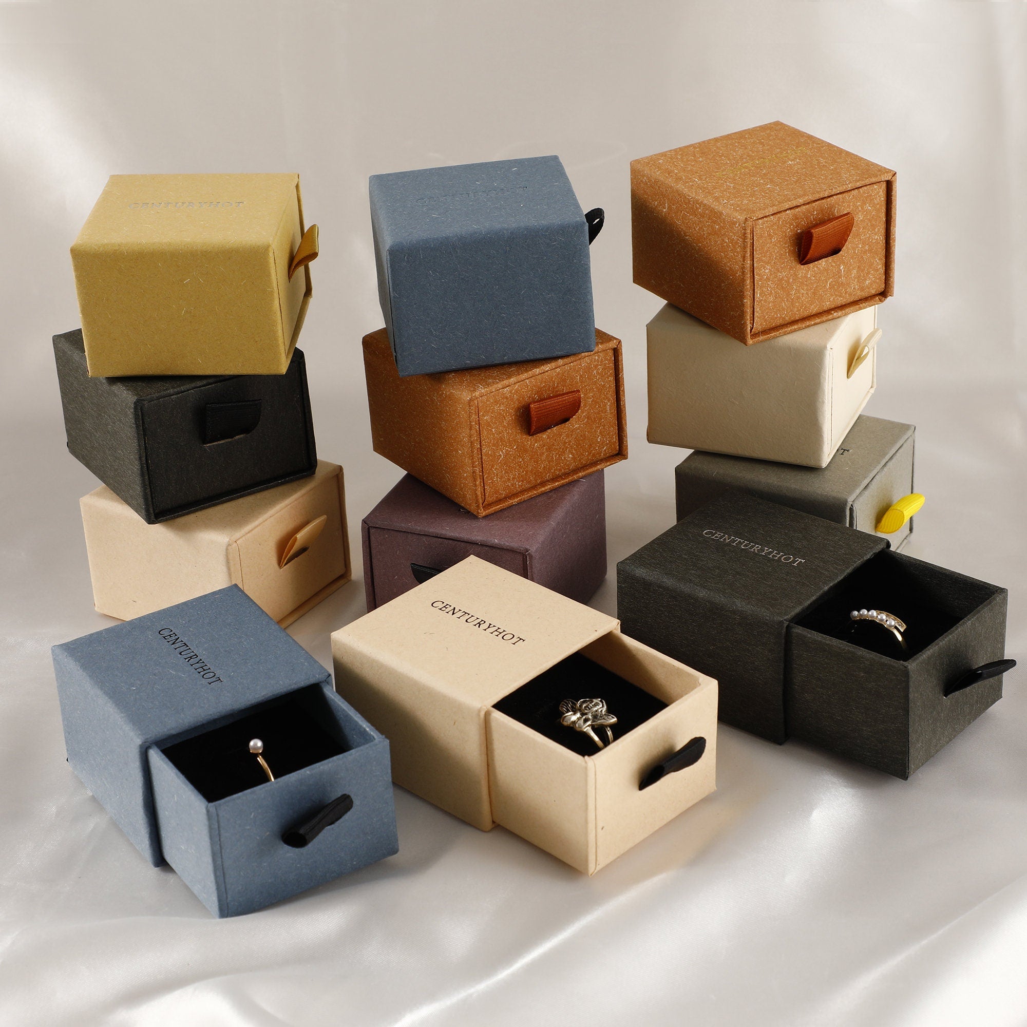 50 Personalized Logo Jewelry Gift Boxes with Sponge Pad-zoom-6