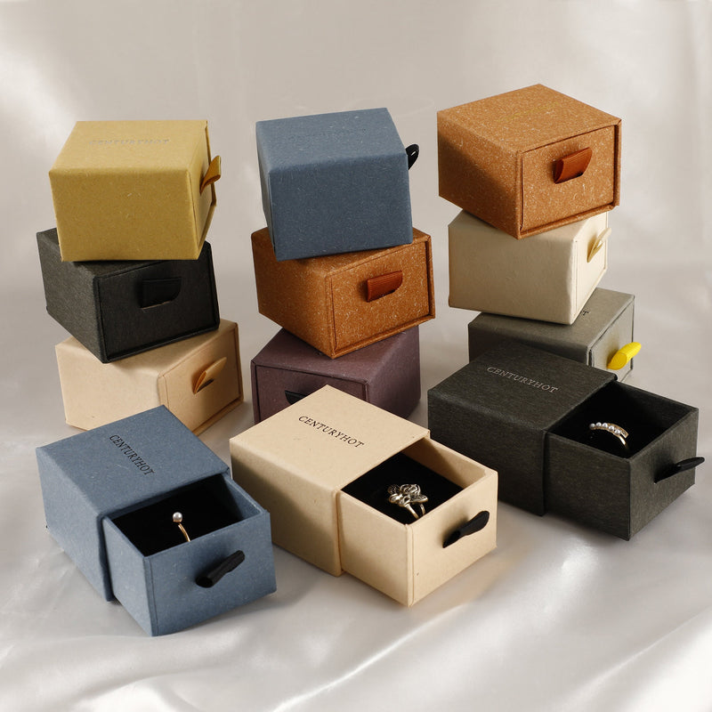 50 Personalized Logo Jewelry Gift Boxes with Sponge Pad-zoom-
