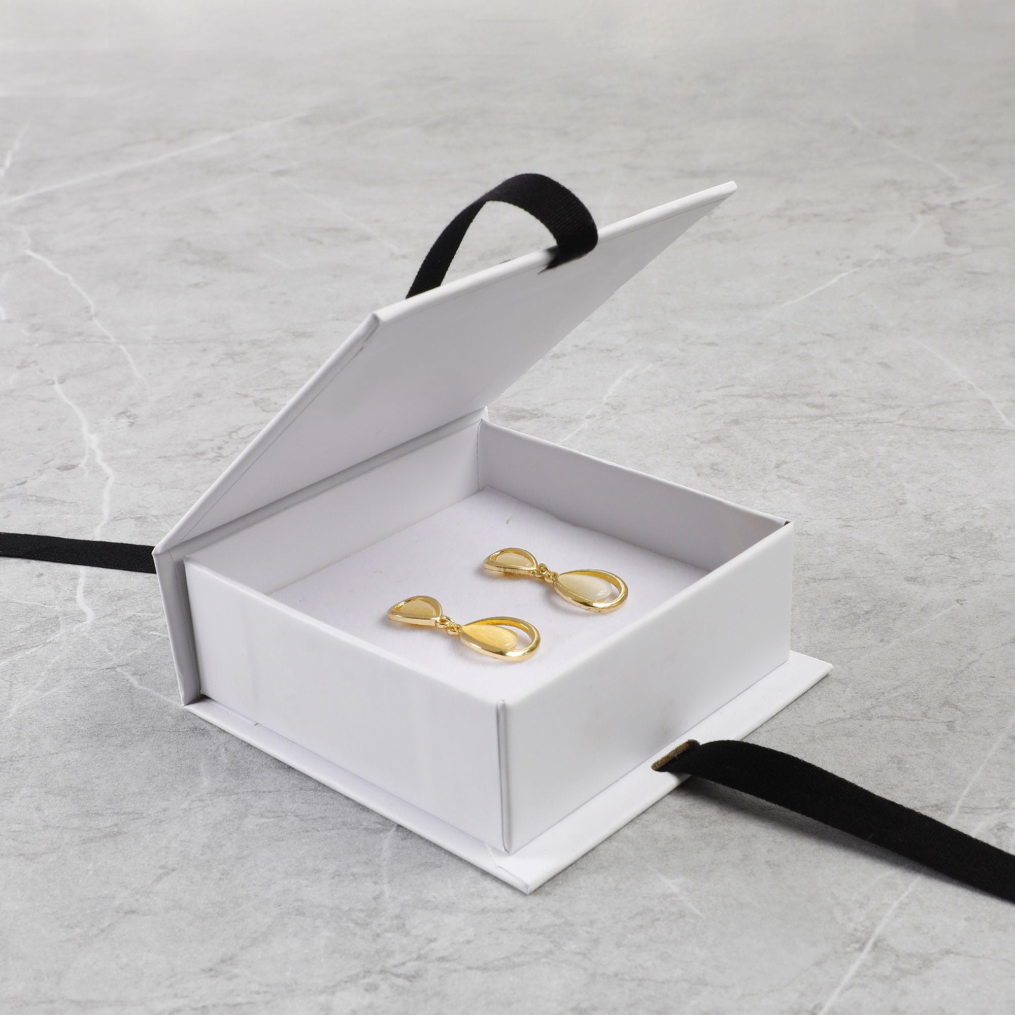 50 White Ribbon Gift Boxes: Custom Logo Jewelry Packaging-zoom-6