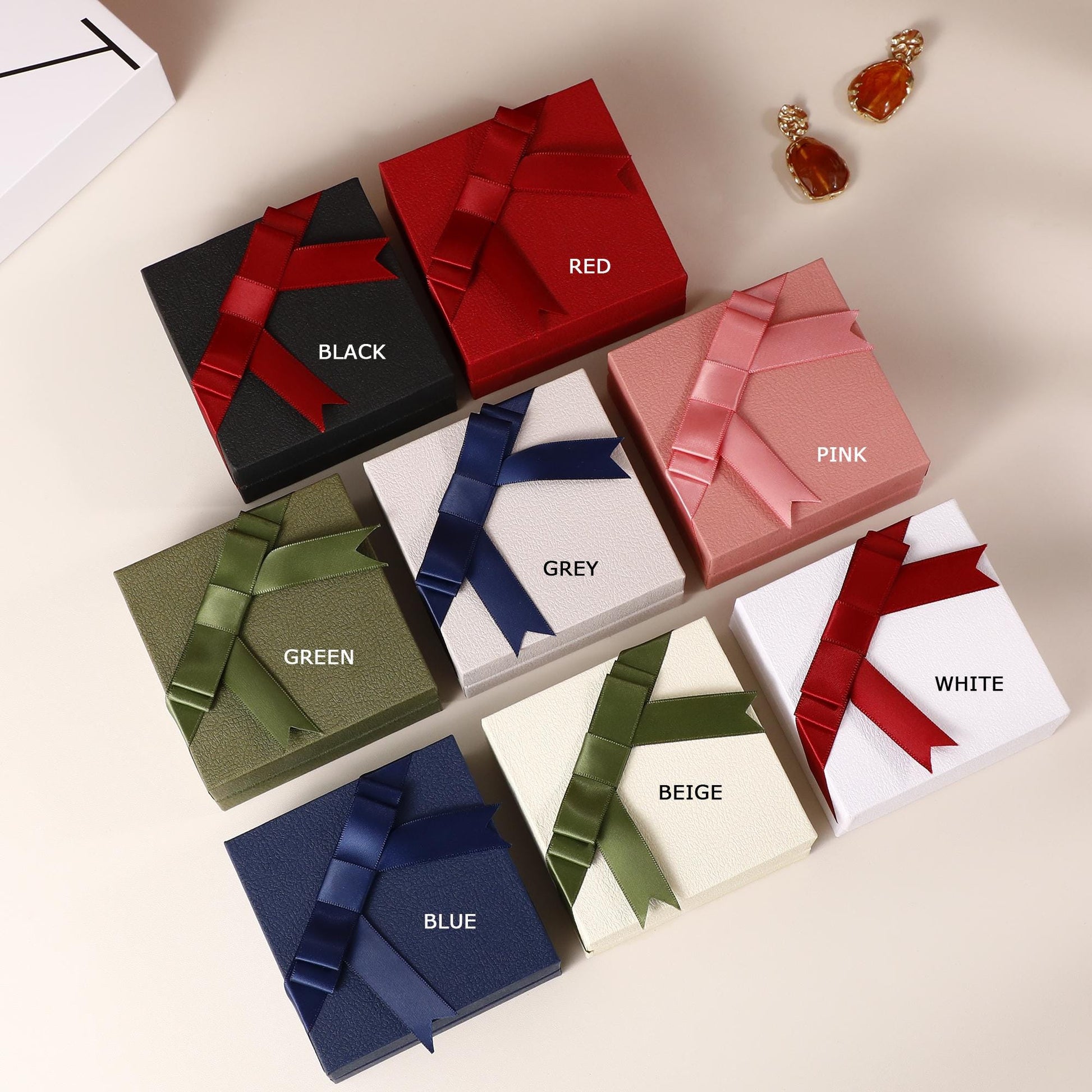 Bow Jewelry Box, Exquisite Ring Earring Necklace Box (9x9x4cm)-7