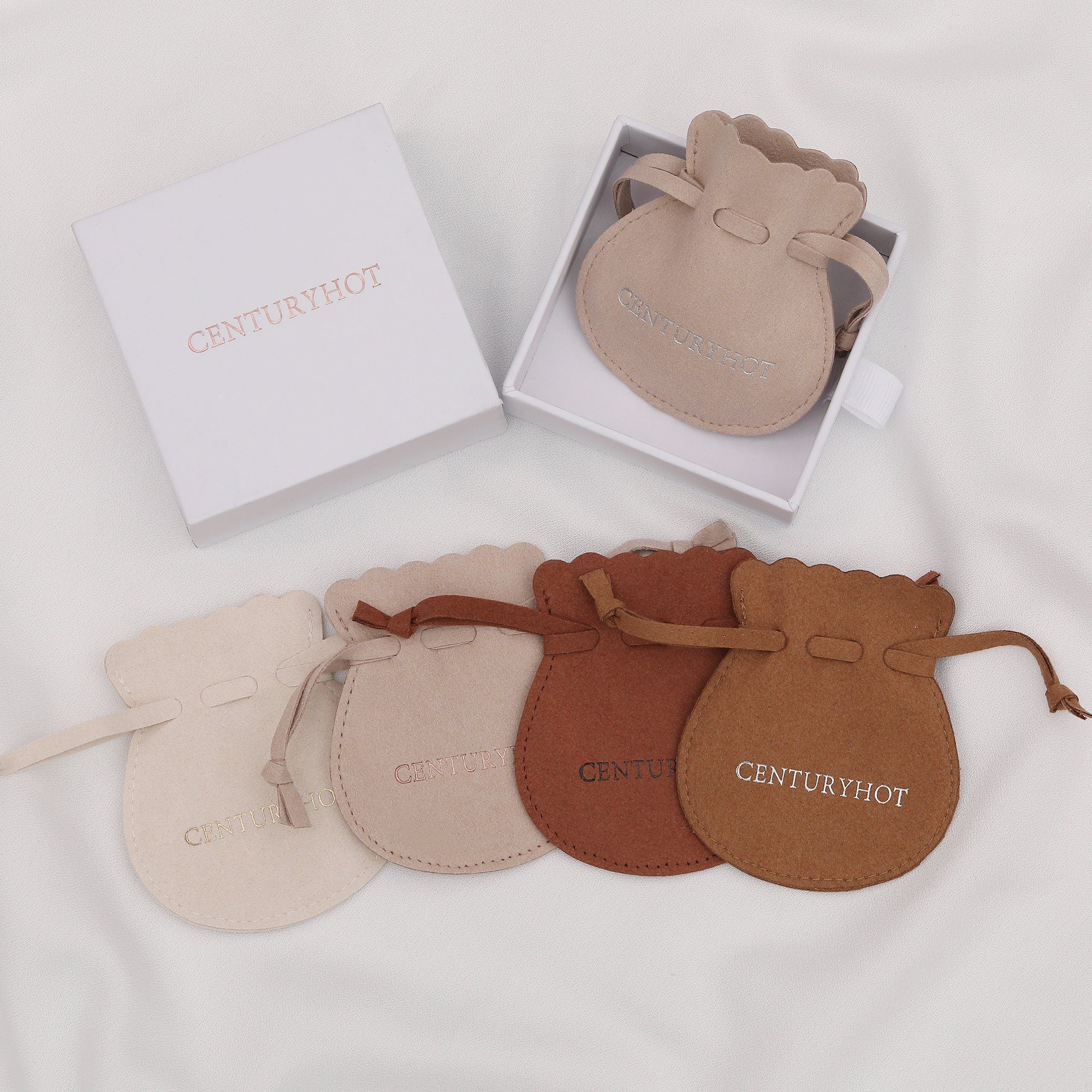50 Sand Microfiber Jewelry Bags, Personalized Logo Drawstring Packaging-zoom-5