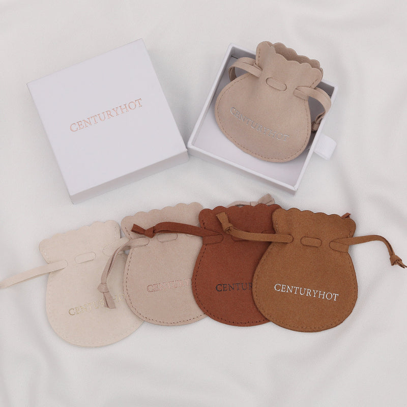 50 Sand Microfiber Jewelry Bags, Personalized Logo Drawstring Packaging-zoom-