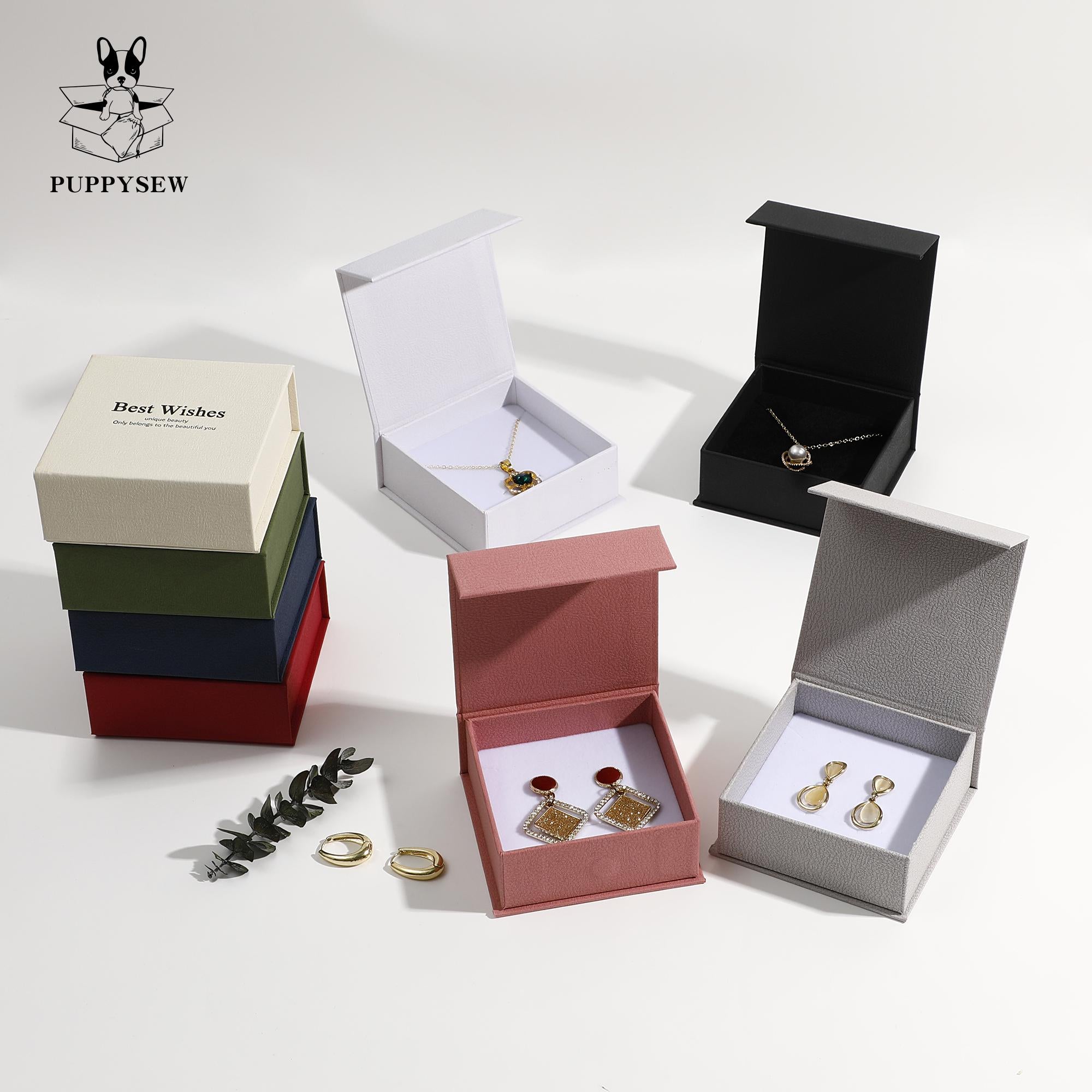 Luxury Magnetic Jewelry Gift Box, Cardboard Ring/Necklace Display (6x6x4cm)-zoom-3