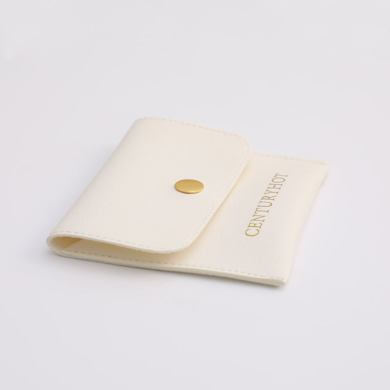 Custom Logo Faux Leather Jewelry Pouch, Snap Pocket-zoom-