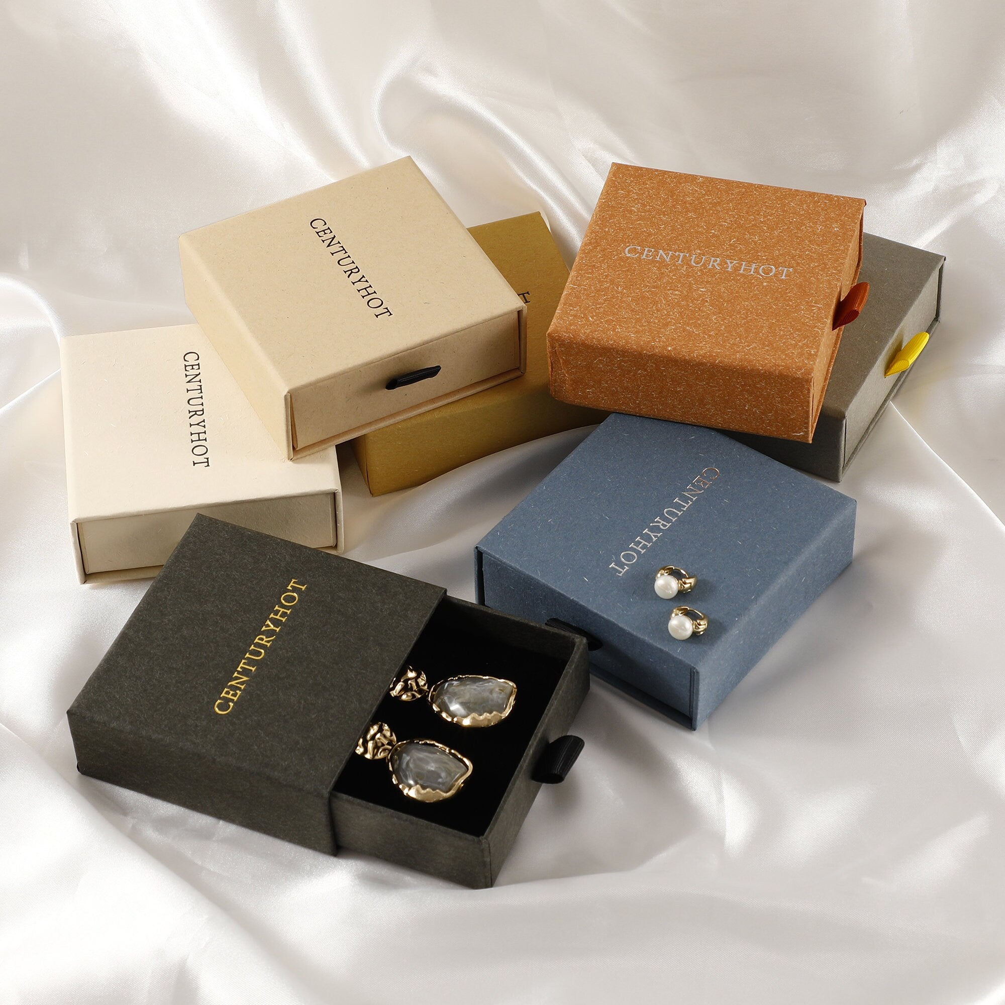 50 Personalized Logo Jewelry Gift Boxes with Sponge Pad-zoom-5