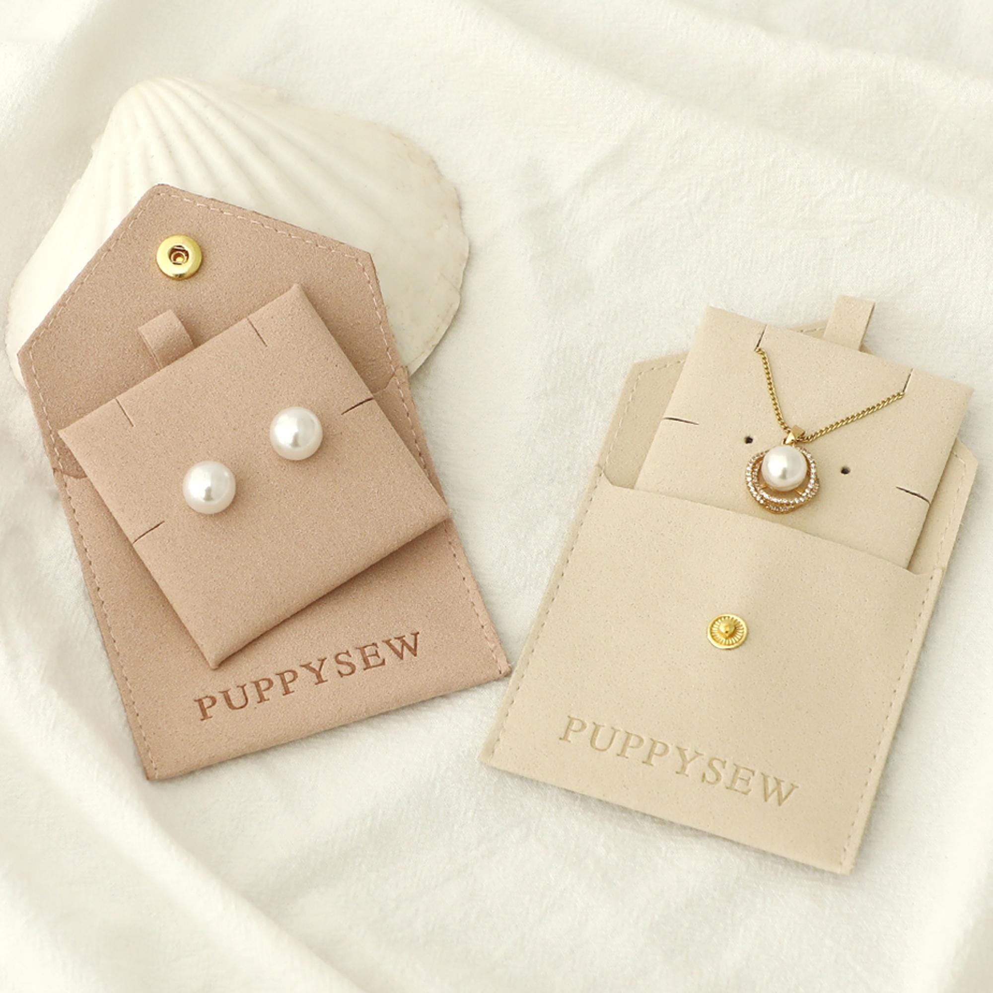 Custom Logo Microfiber Jewelry Pouch with Button (8x8cm)-zoom-8