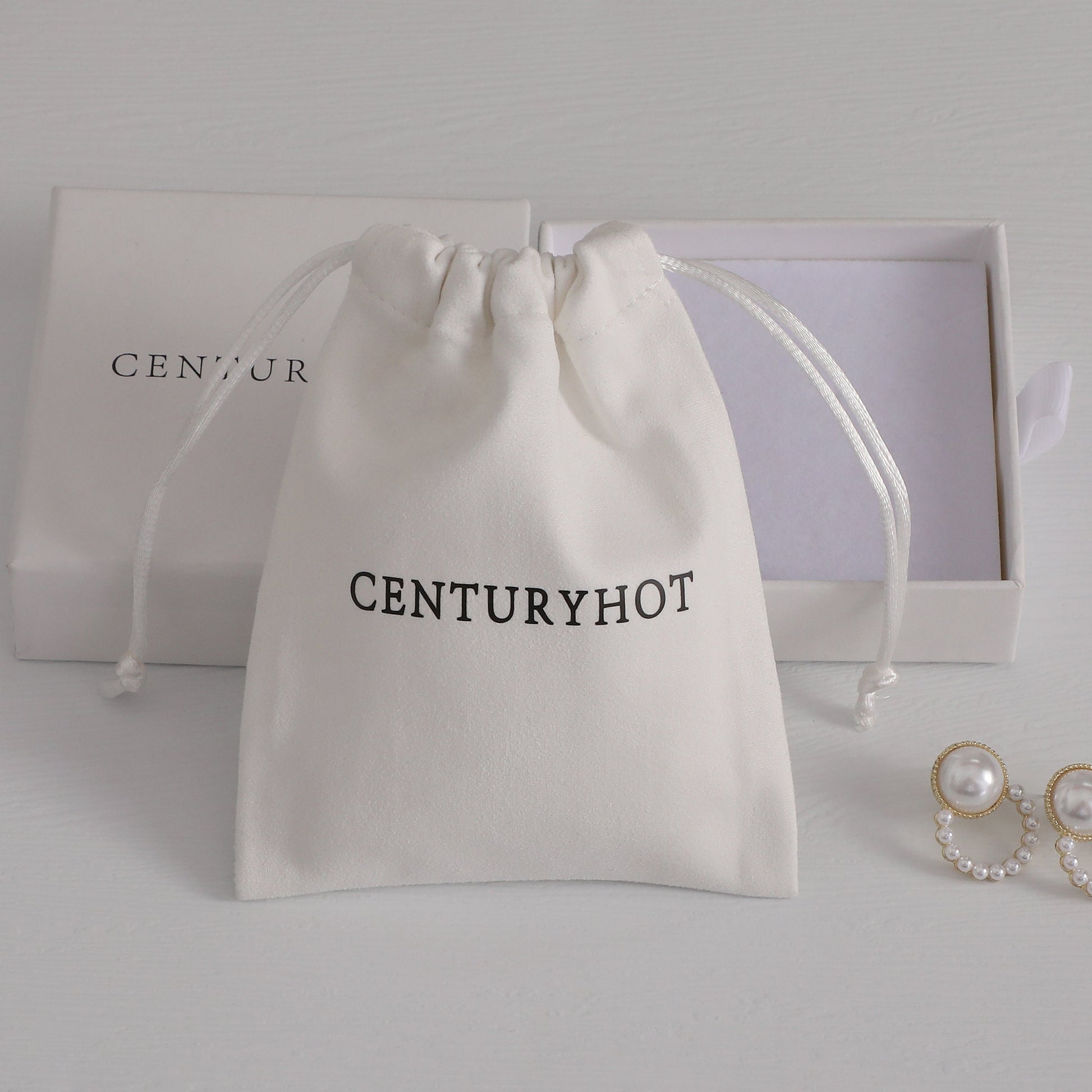 Personalized Logo Flannel Drawstring Bag, Custom Jewelry Pouch-1