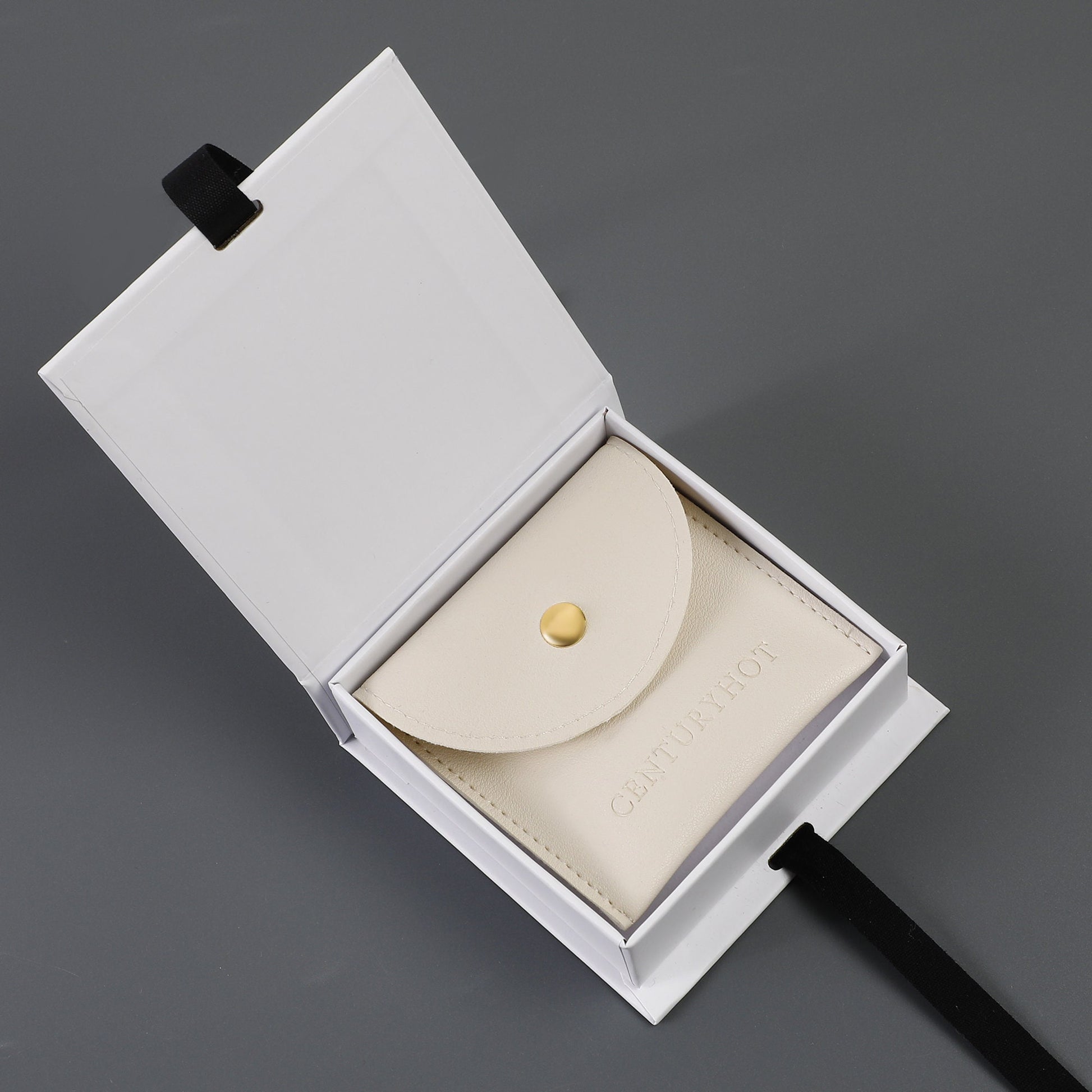 50 White Ribbon Gift Boxes: Custom Logo Jewelry Packaging-3