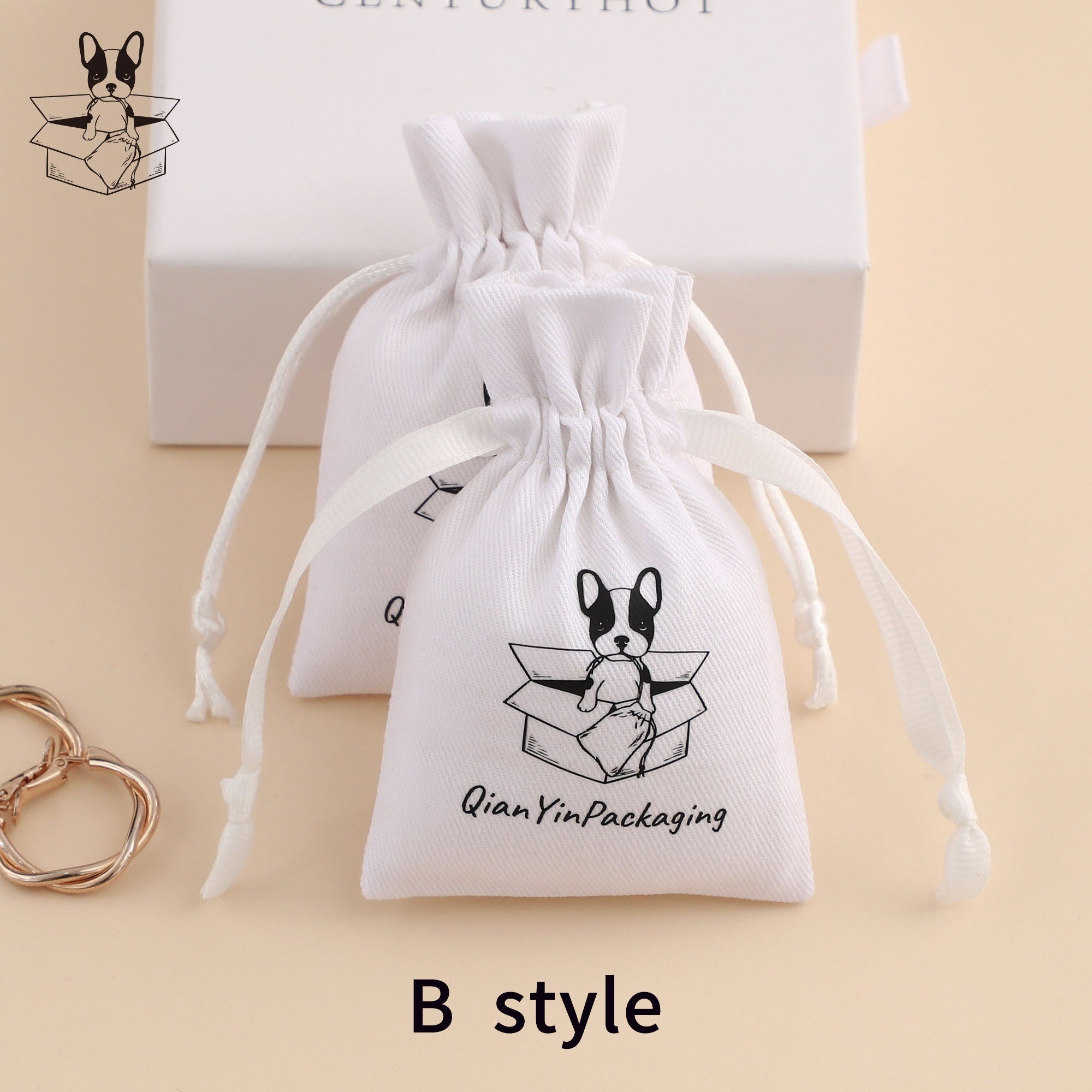 Custom Logo Twill Cotton Drawstring Bag: Jewelry Packaging Pouch-zoom-7