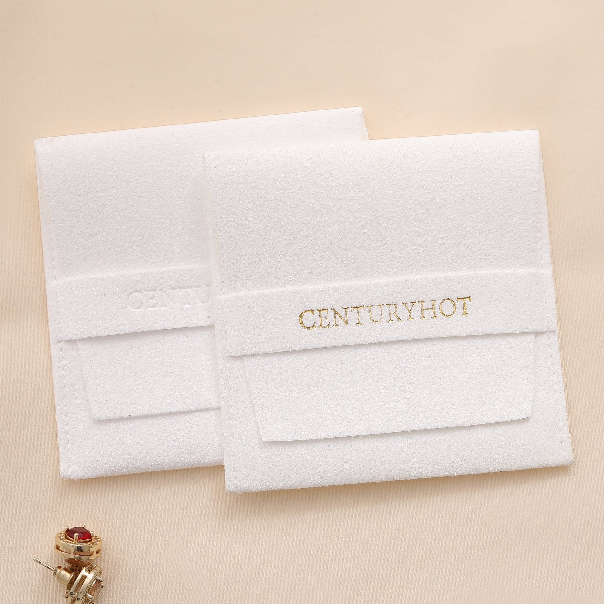 Personalized Microfiber Jewelry Bags, Embossed Logo (50 pcs)-6