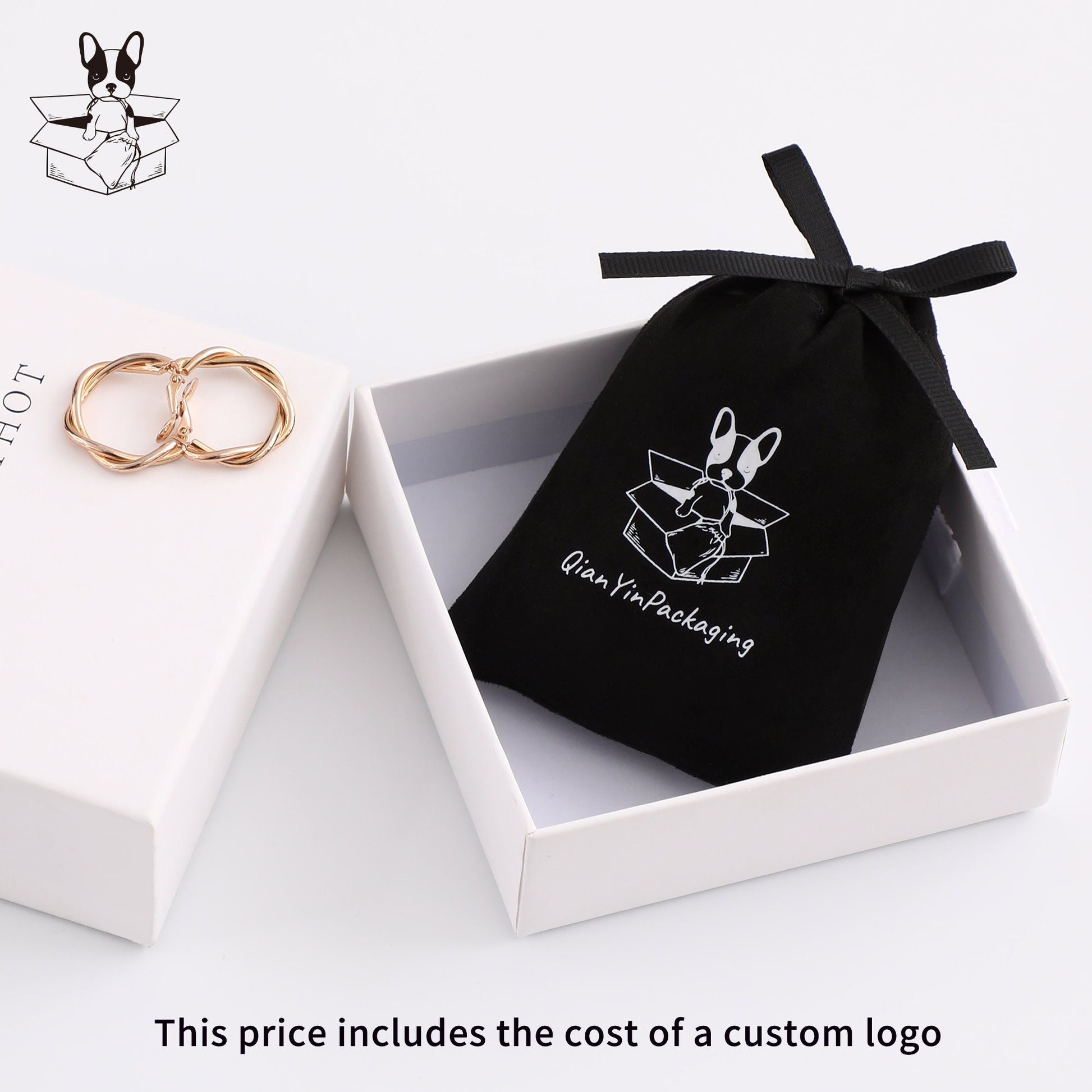 Personalized Flannel Drawstring Bag, Custom Logo Jewelry Pouch-2