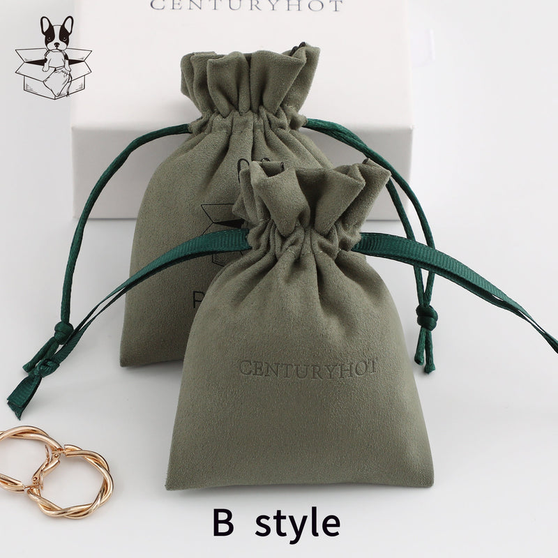 Personalized Logo Suede Drawstring Bag - Custom Jewelry Pouch-zoom-