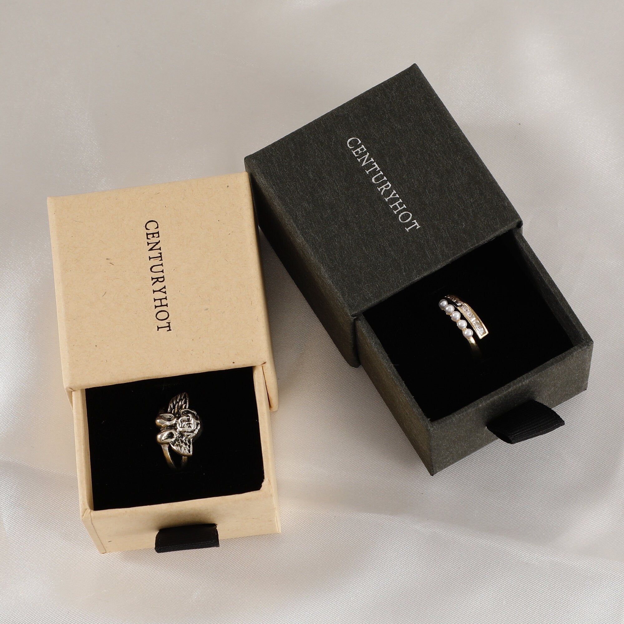 50 Personalized Logo Jewelry Gift Boxes with Sponge Pad-zoom-8