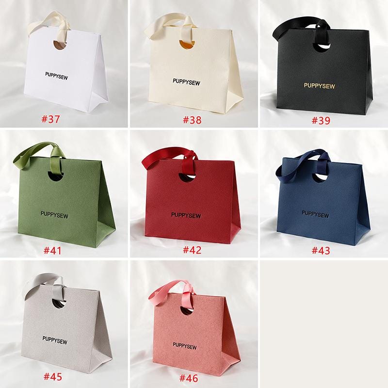 Custom Textured Gift Paper Bags with Ribbon, Personalized Logo-zoom-
