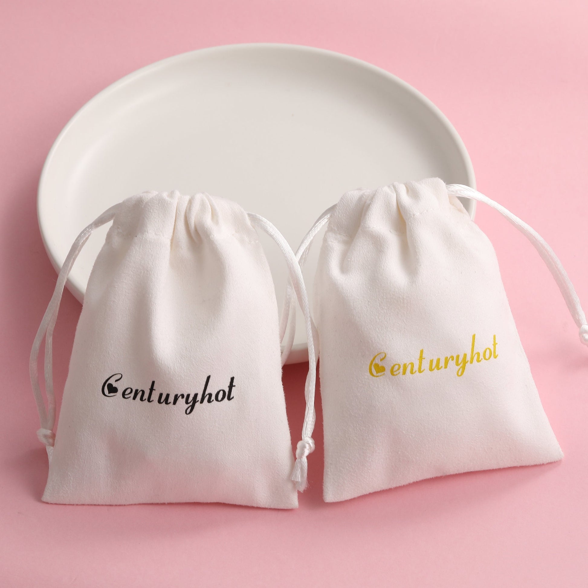 50 Custom Logo Flannel Drawstring Bags, Jewelry Packaging-7