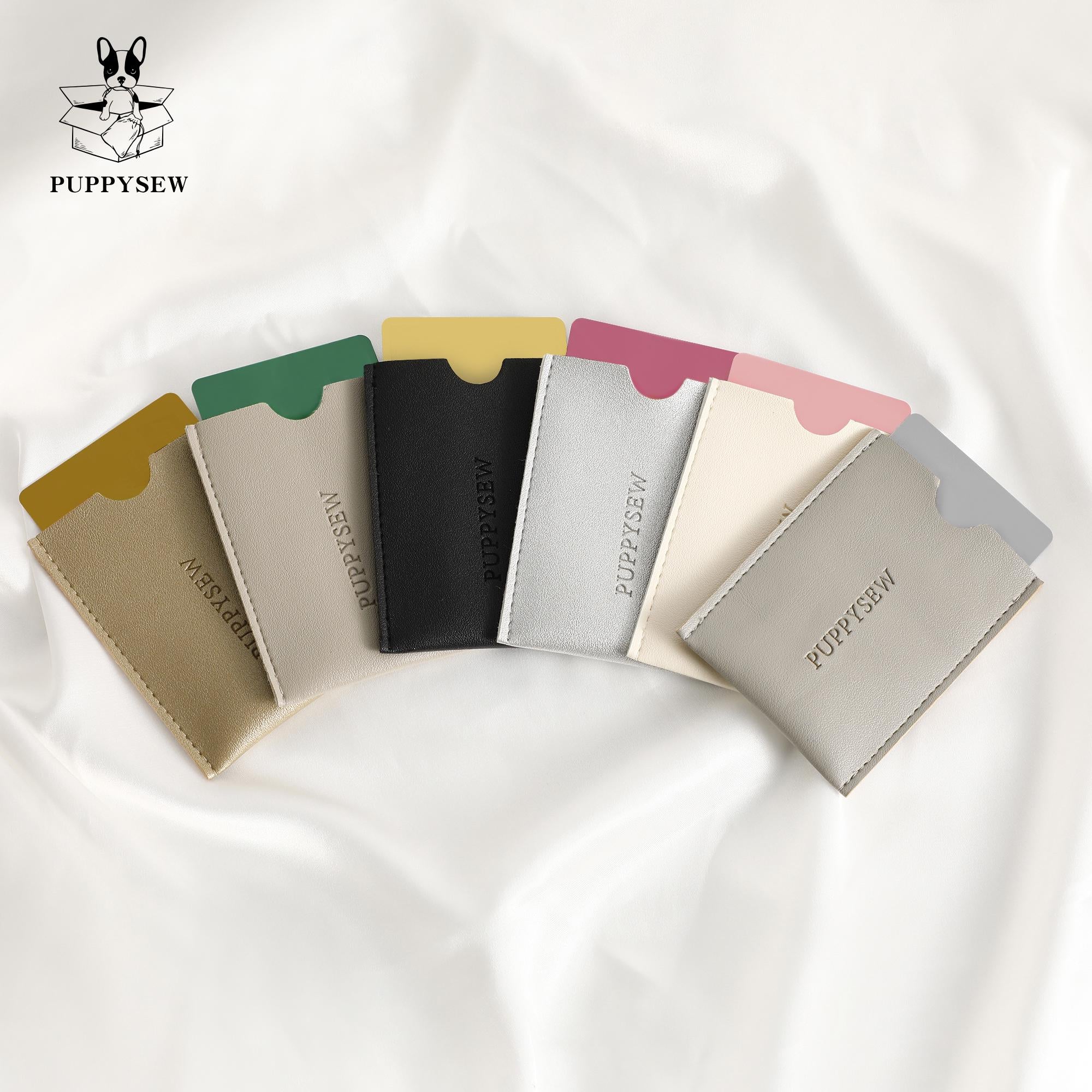 50 Black Faux Leather Card Holders, Custom Embossed Logo