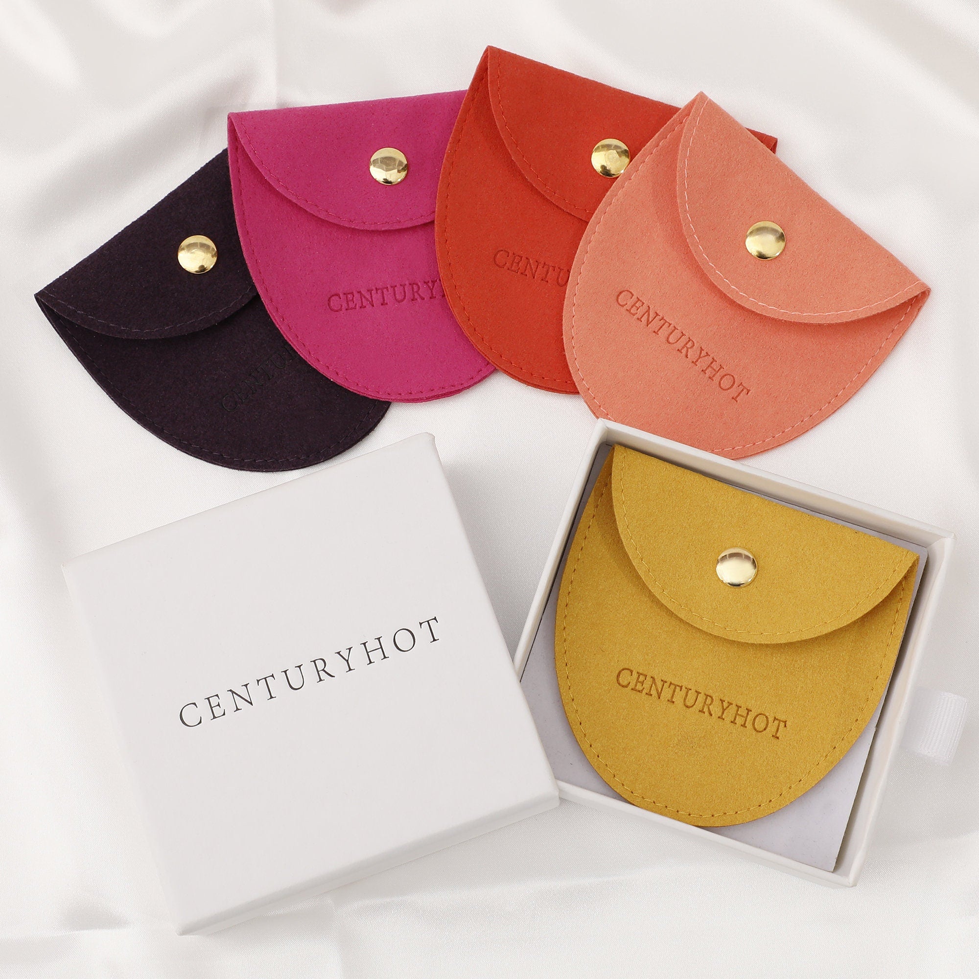 Personalized Embossed Microfiber Jewelry Bags, Custom Logo Packaging (50+)