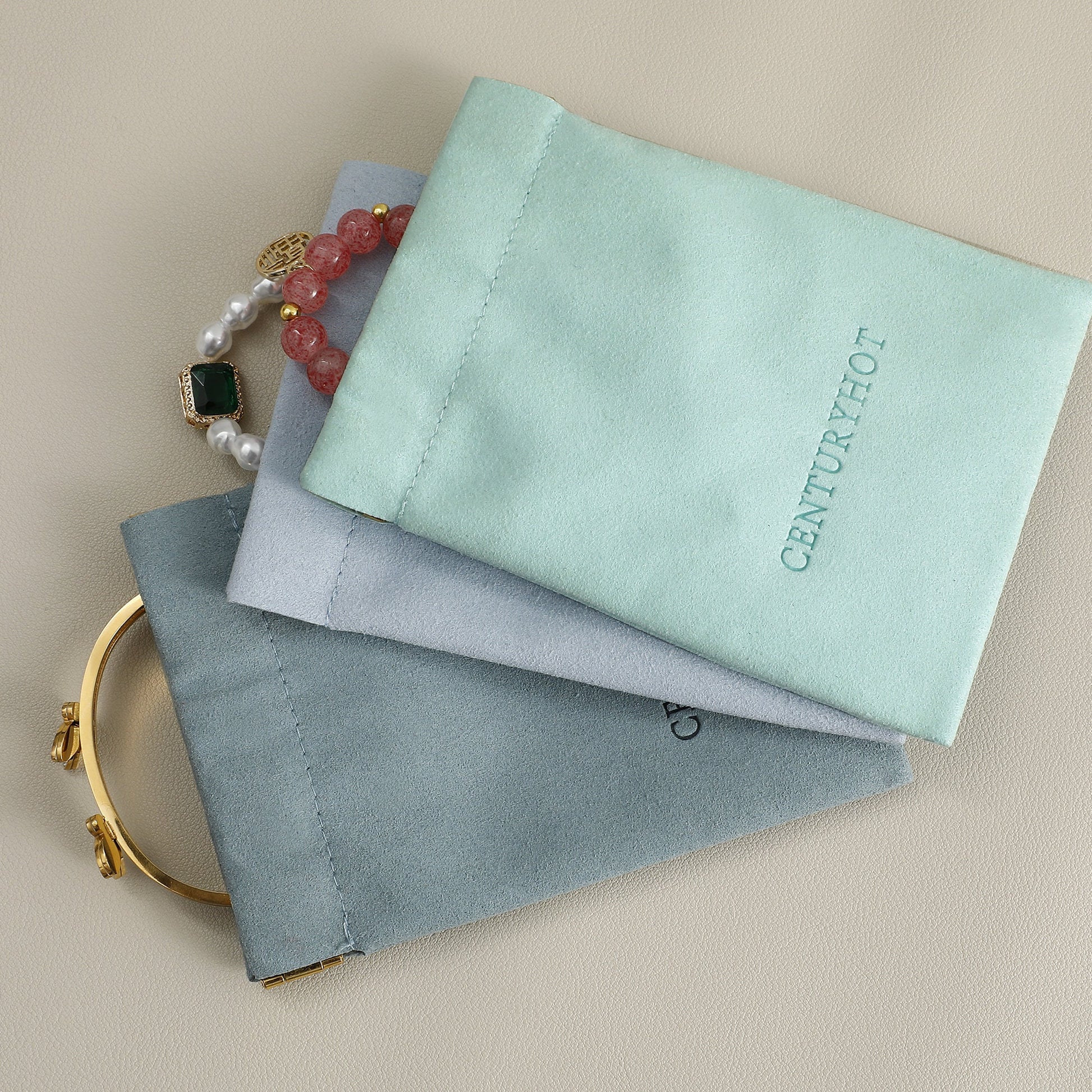 50pcs Custom Logo Microfiber Bag, Spring Buckle Closure-6