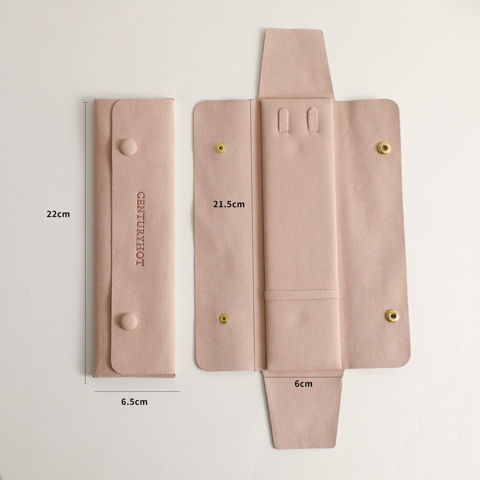 Ivory Microfiber Necklace Packaging Bag with Gold Snaps, Custom Logo-5
