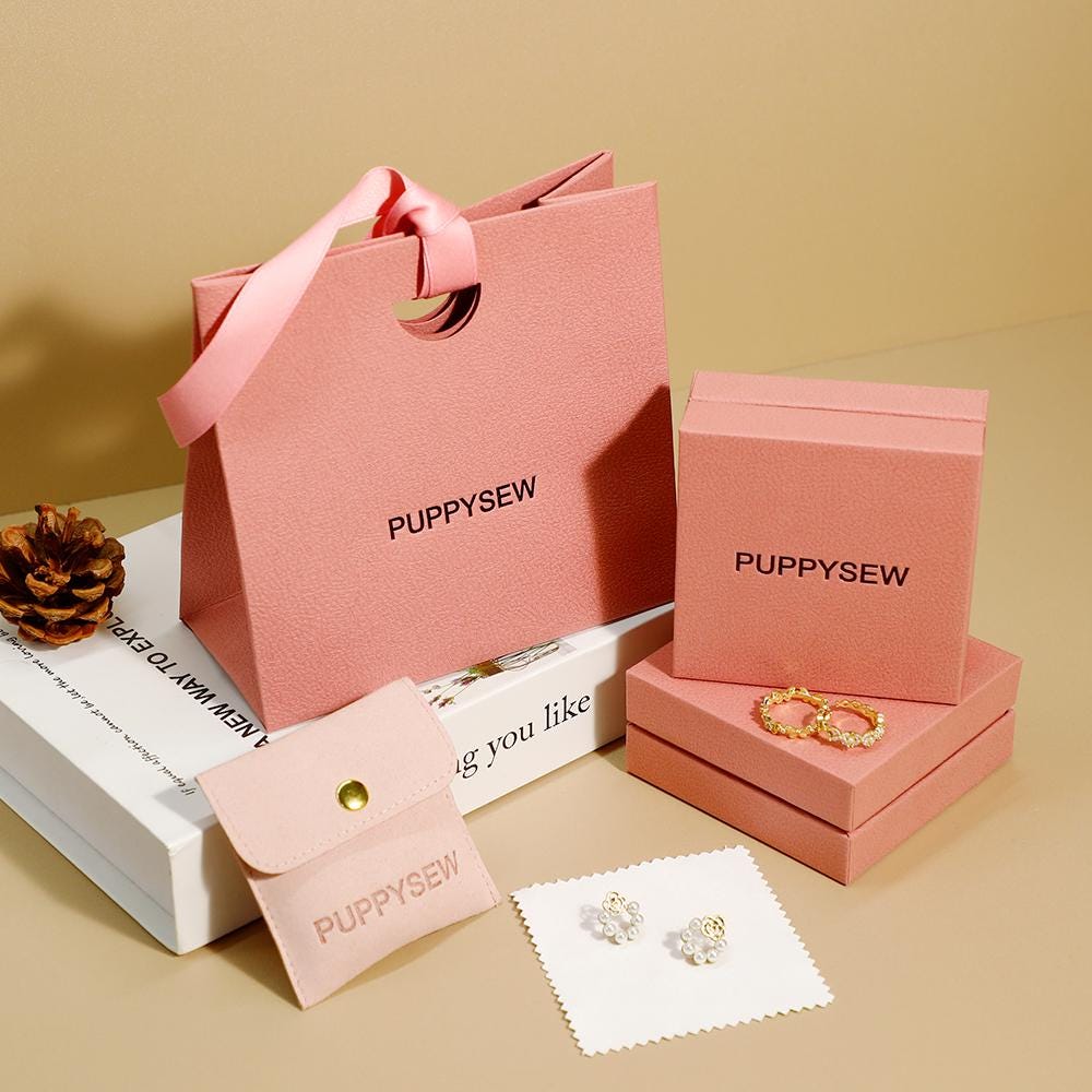 Custom Logo Jewelry Packaging Set: Paper Bags, Boxes, Microfiber Cloth-zoom-2