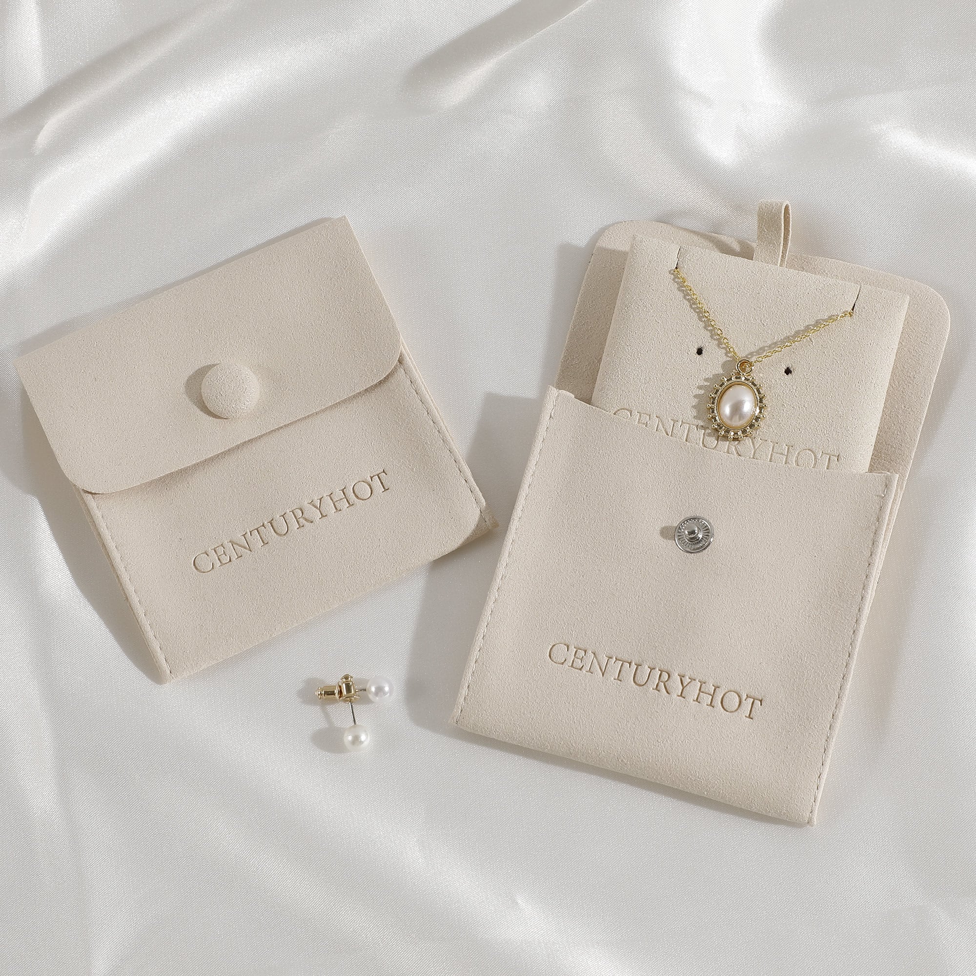 50 Jewelry Bag Pouch with Button Logo Custom Printed Card Earrings Necklace Packaging Bag
